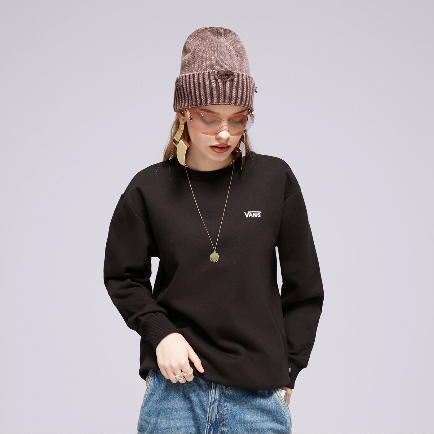 Дамски суичър VANS СУИТЧЪР FLYING CREW EMEA vn00046xblk1 цвят черен