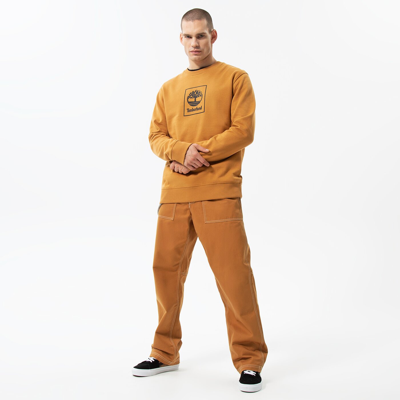 Мъжки суичър TIMBERLAND СУИТЧЪР STACK LOGO SWEAT WHEAT BOOT tb0a5zj9p471 цвят кафяв