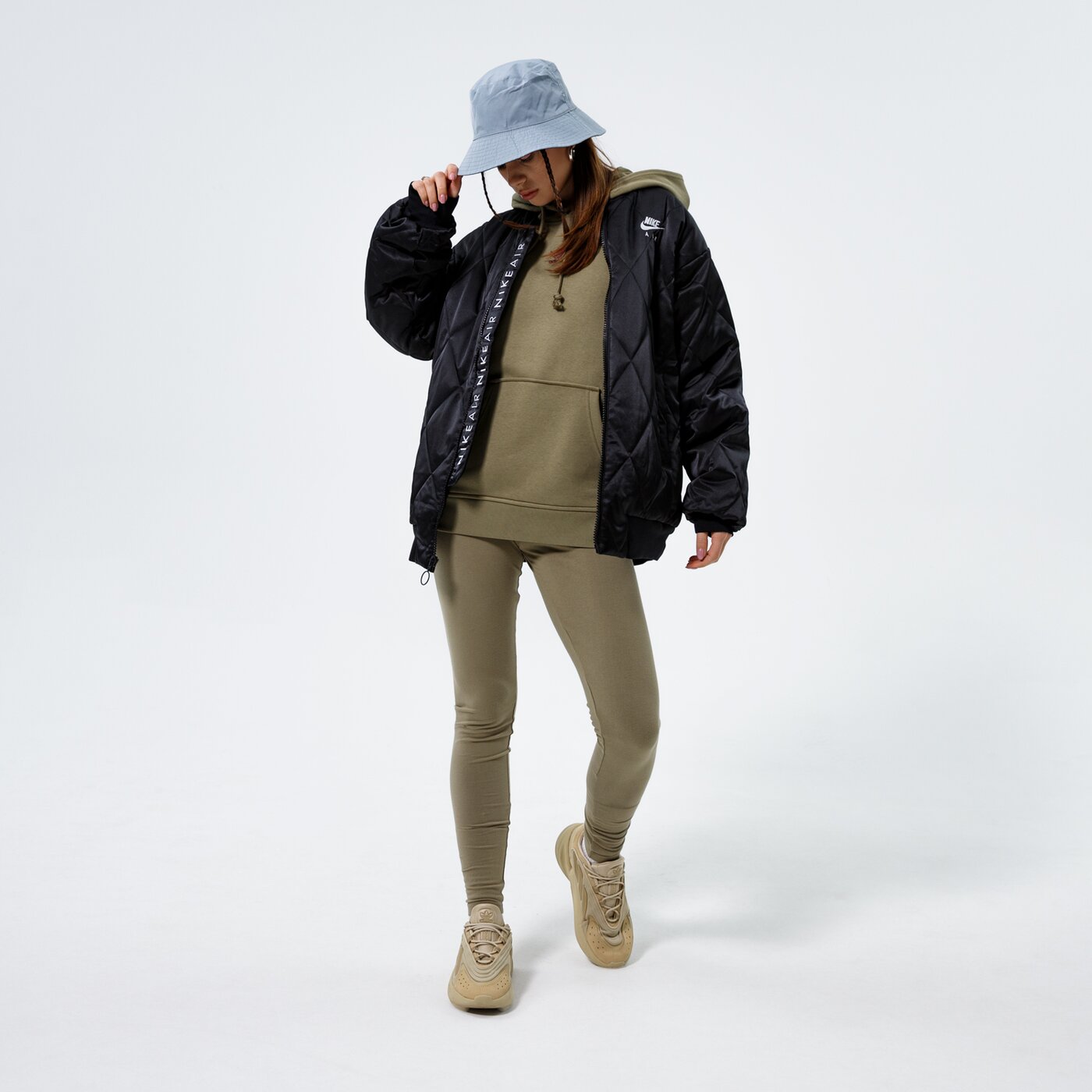 Дамски суичър ADIDAS СУИТЧЪР С КАЧУЛКА HOODIE h34727 цвят каки