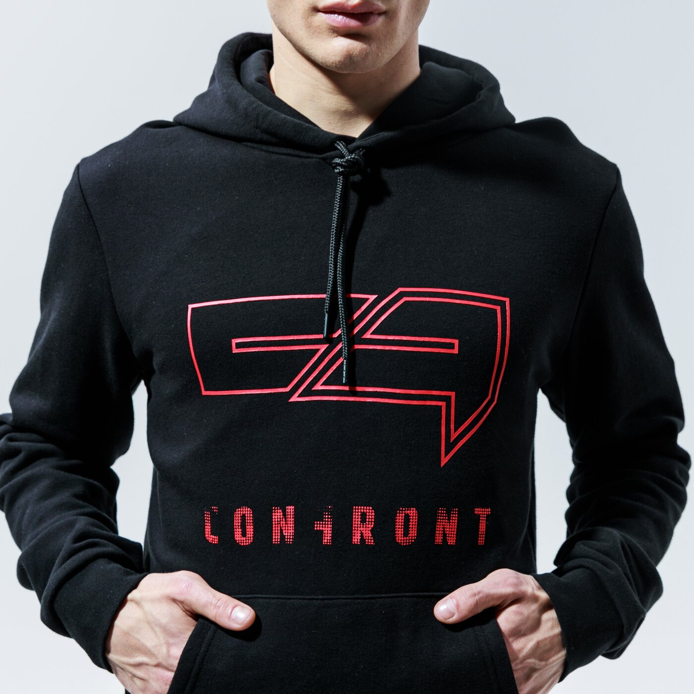 Мъжки суичър CONFRONT СУИТЧЪР С КАЧУЛКА BIG LOGO HOODY cf320blm38001 цвят черен