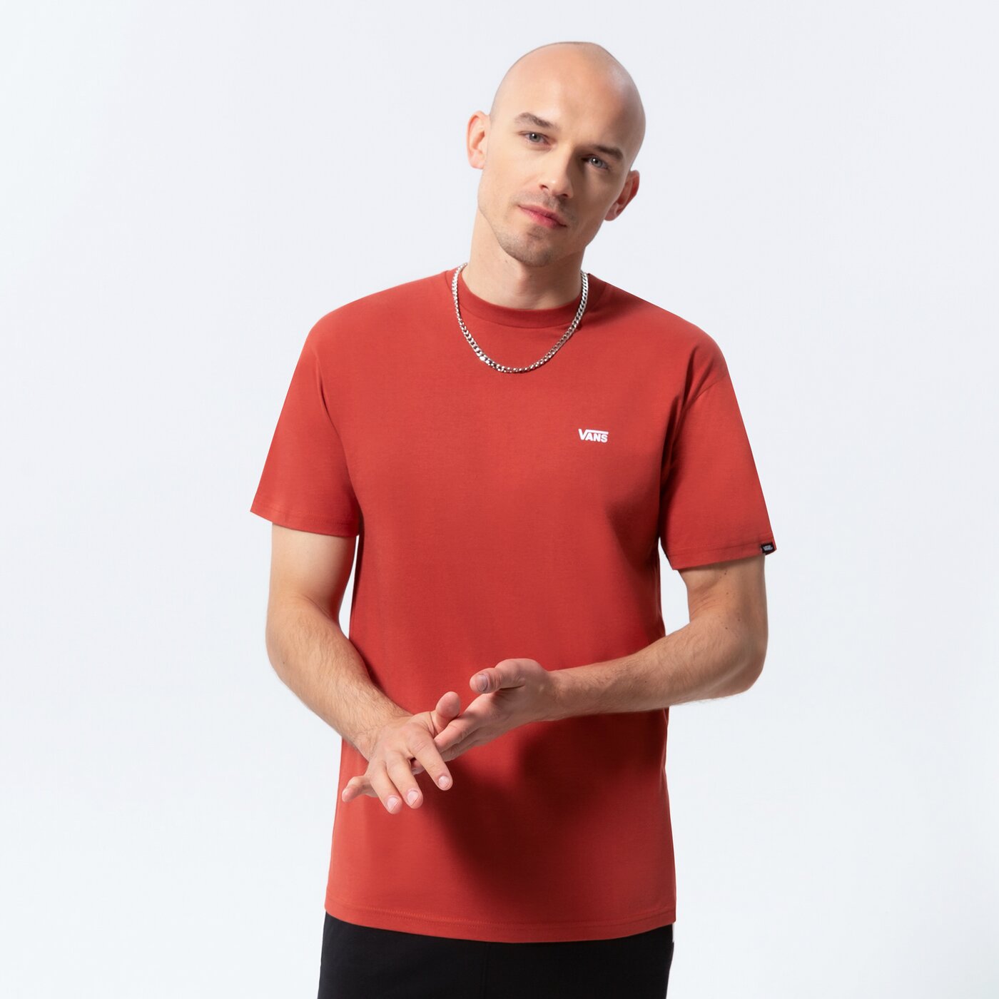 Мъжка тениска VANS ТЕНИСКА MN LEFT CHEST LOGO TEE CHILLI OIL vn0a3czeyve1 цвят червен