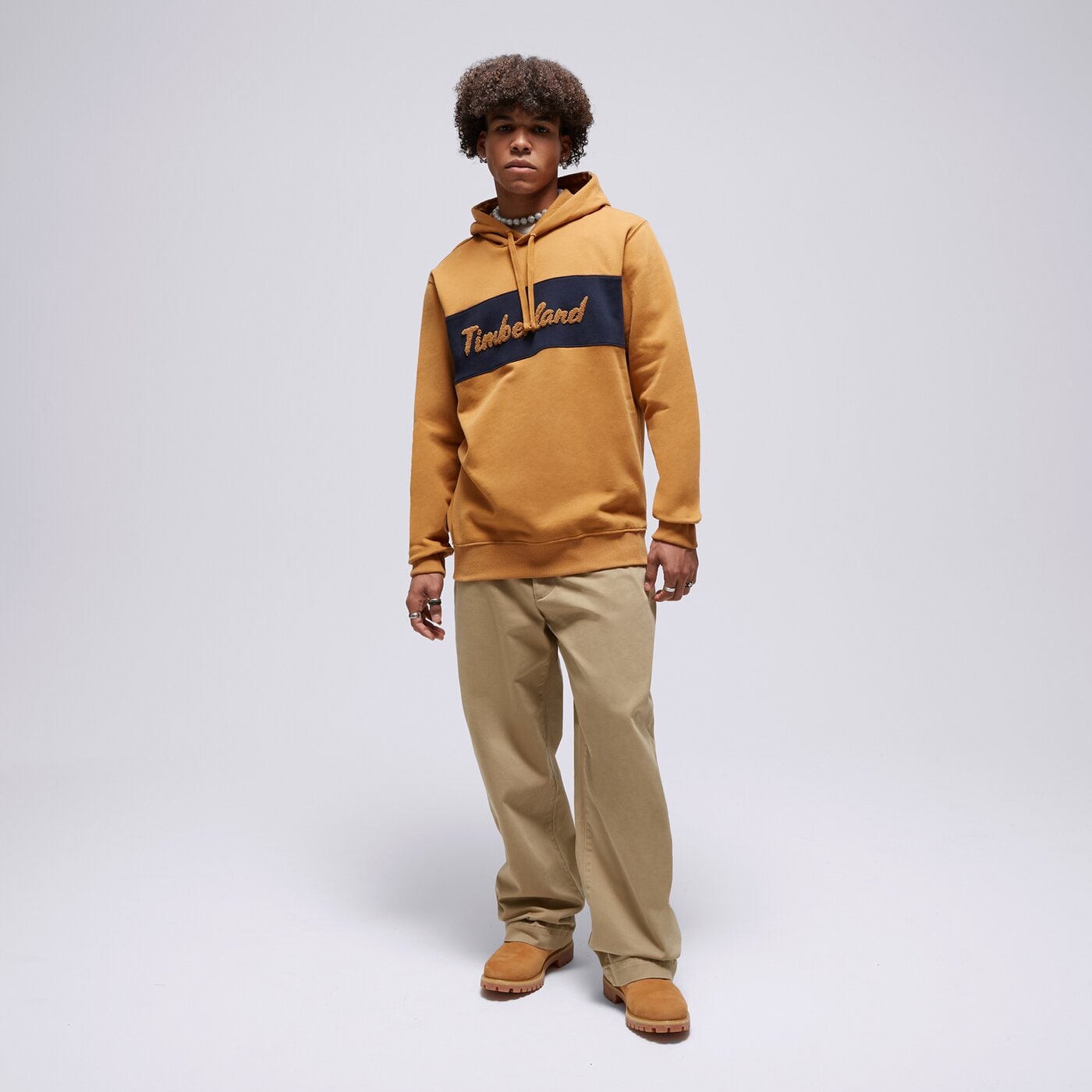 Мъжки суичър TIMBERLAND СУИТЧЪР С КАЧУЛКА LS CURSIVE HOODIE tb0a6fkmp471 цвят горчица