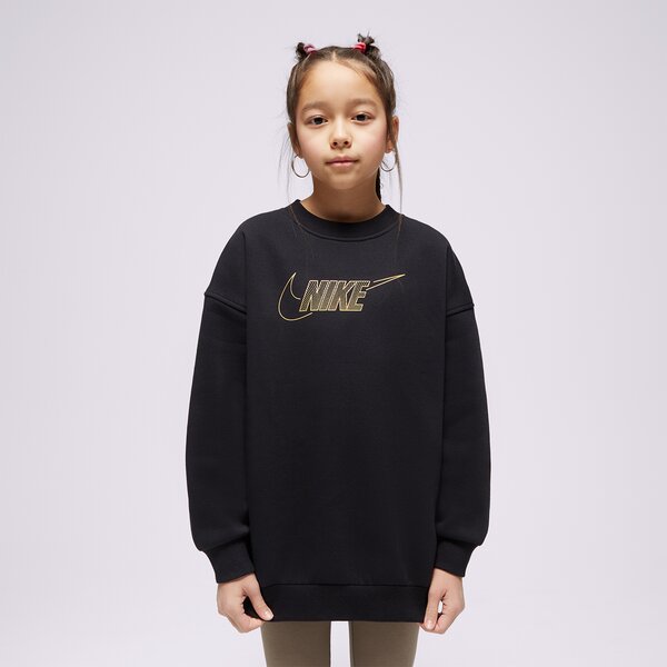 Детски суичър NIKE СУИТЧЪР G NSW CLUB FLC BF CREW LS SHNE GIRL fj6161-010 цвят черен