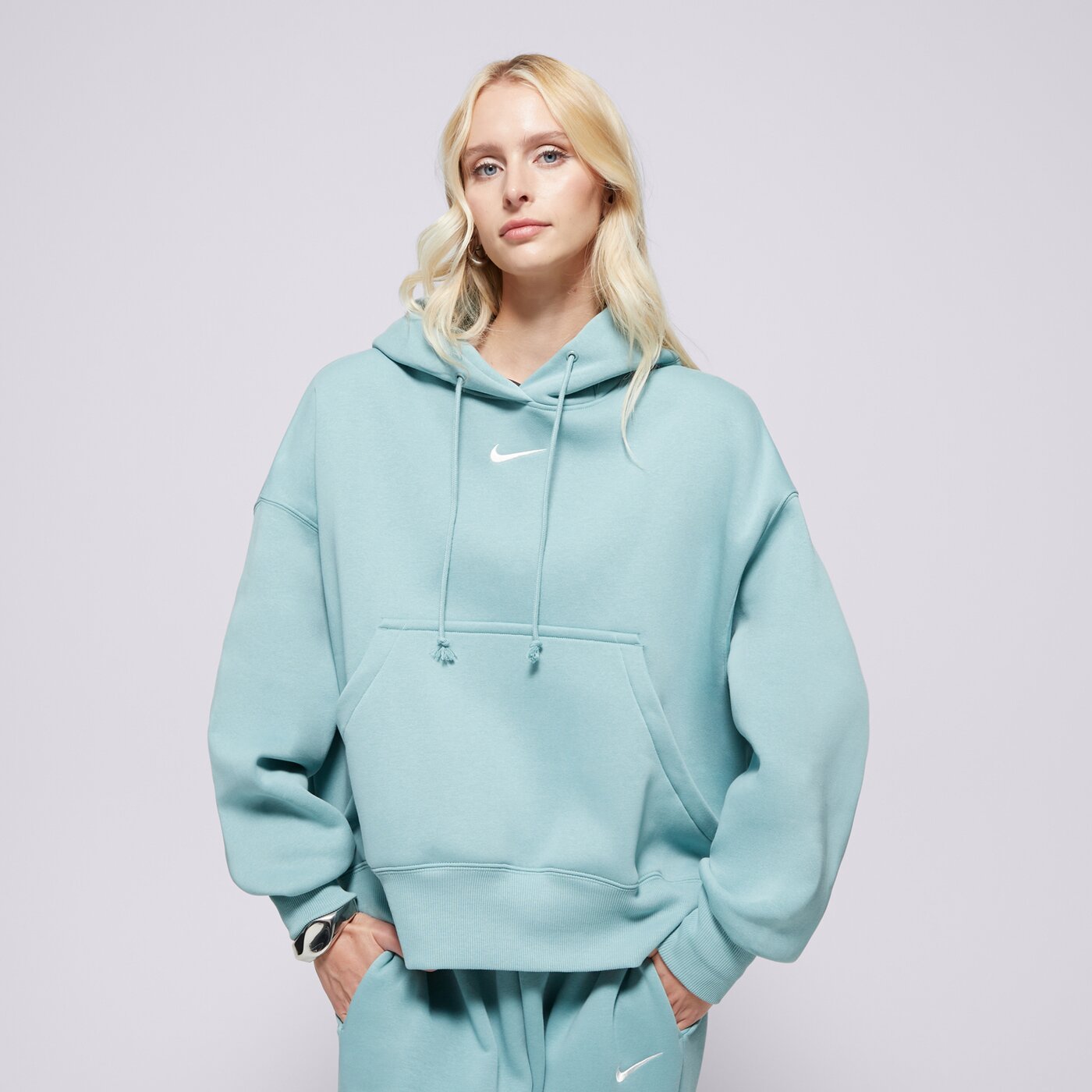 Дамски суичър NIKE СУИТЧЪР W NSW PHNX FLC OOS PO HOODIE dq5858-017 цвят зелен
