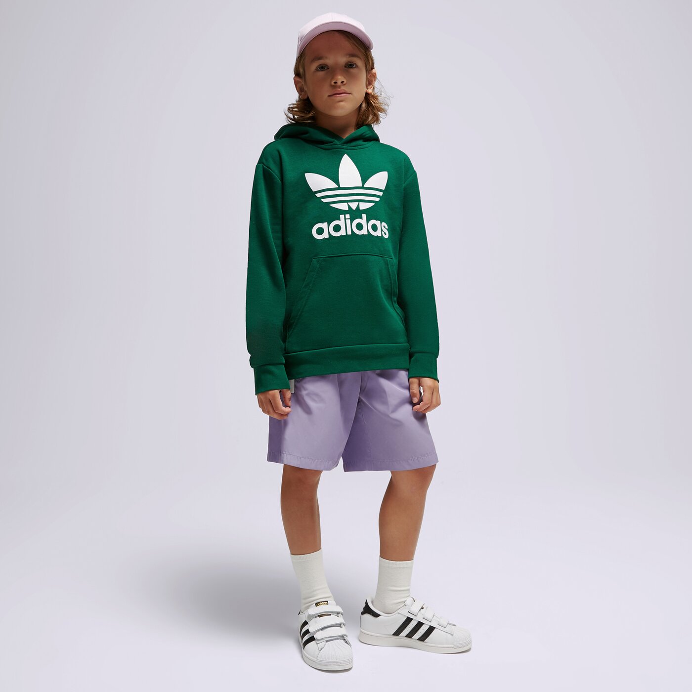 Детски суичър ADIDAS СУИТЧЪР С КАЧУЛКА TREFOIL HOODIE BOY ib9984 цвят зелен
