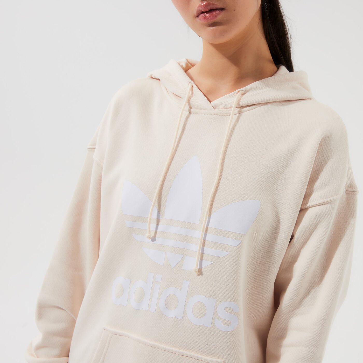 Дамски суичър ADIDAS СУИТЧЪР С КАЧУЛКА TRF HOODIE h33586 цвят бежов