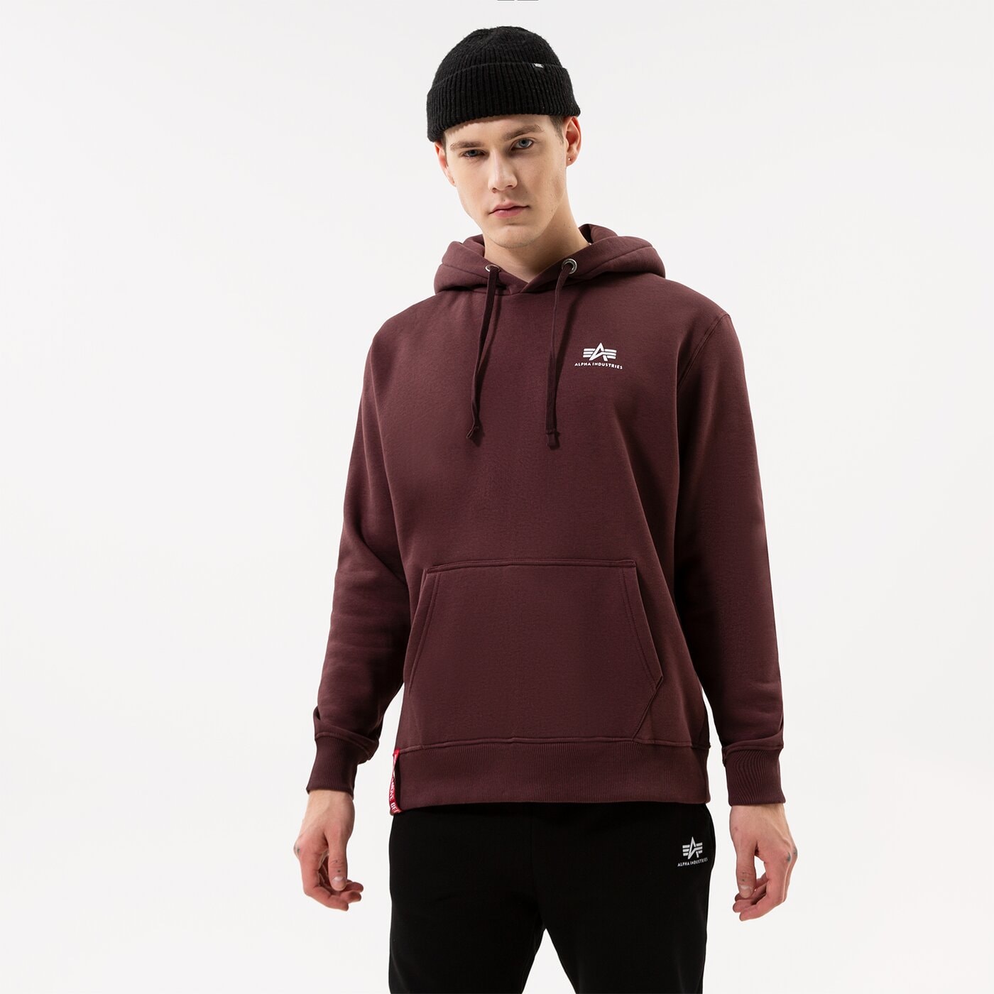 Мъжки суичър ALPHA INDUSTRIES СУИТЧЪР С КАЧУЛКА BASIC 196318-21 цвят бордо