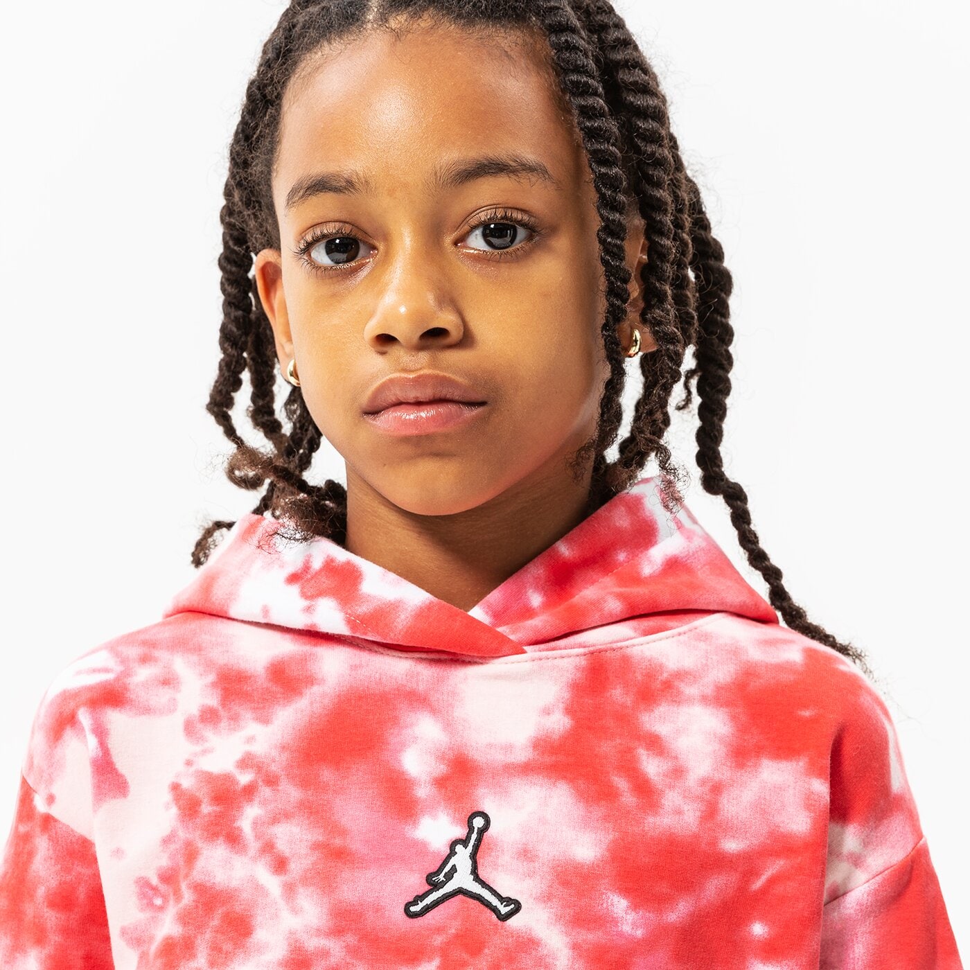 Детски суичър JORDAN СУИТЧЪР С КАЧУЛКА ESSENTIALS SMOKE DYE PO GIRL 45b324-x24 цвят розов