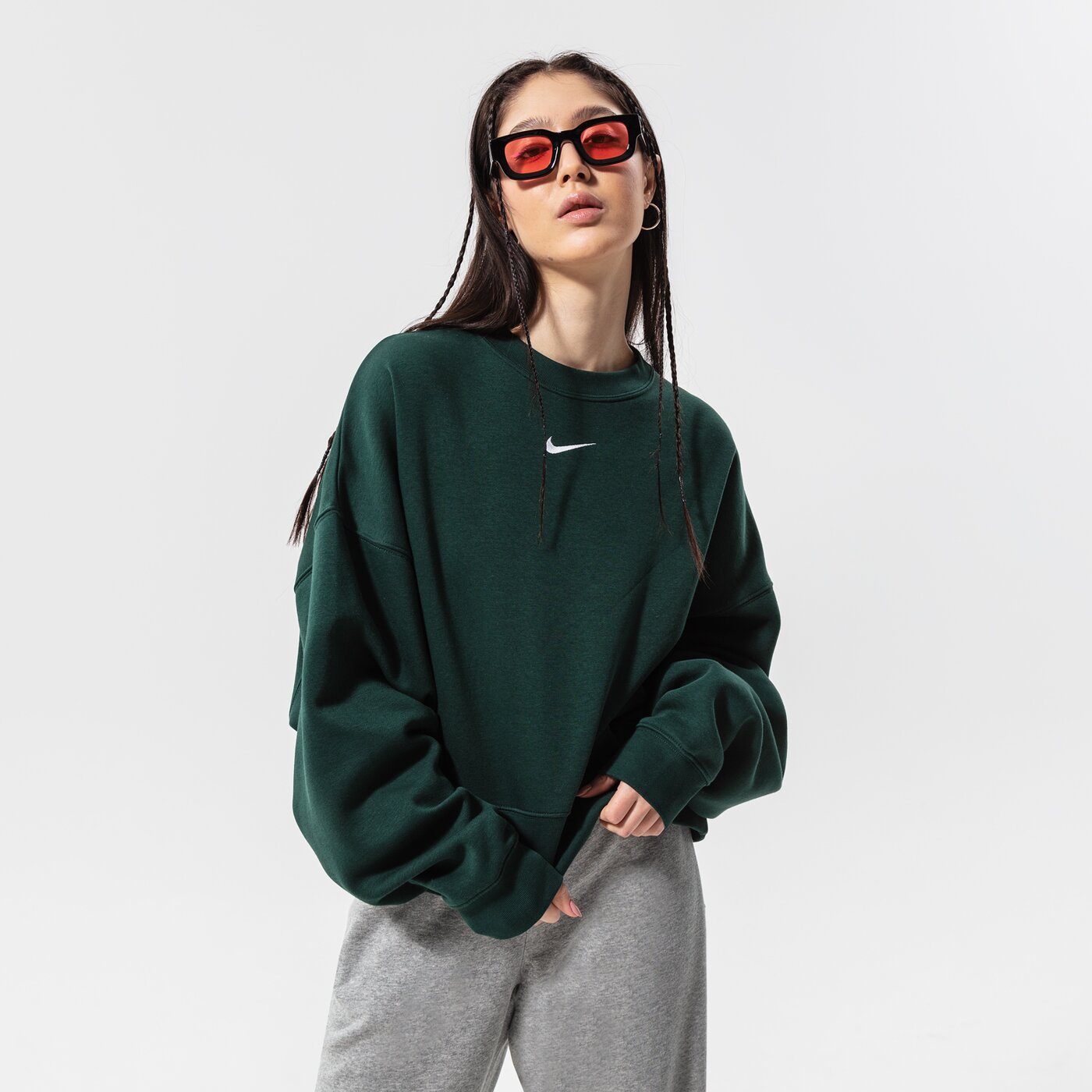 Дамски суичър NIKE СУИТЧЪР W NSW ESSNTL CLCTN FLC OS CRW dj7665-397 цвят зелен