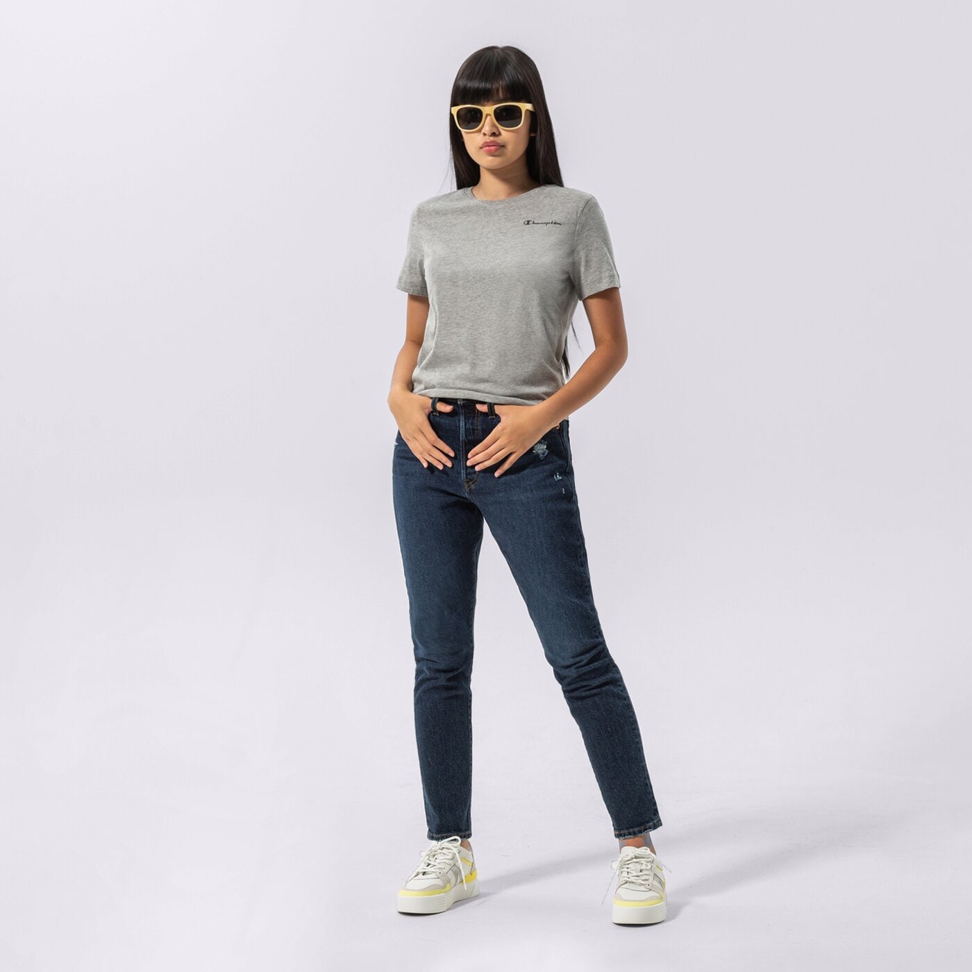 Дамска тениска CHAMPION ТЕНИСКА CREWNECK ТЕНИСКА 114912em006 цвят сив