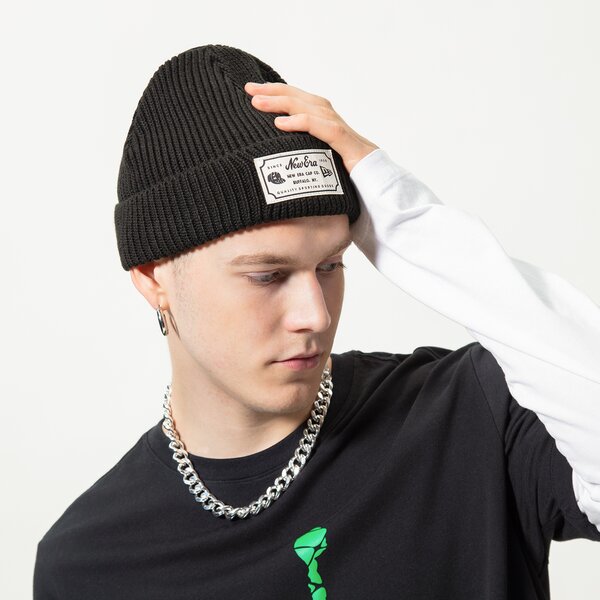 Мъжка зимна шапка NEW ERA ШАПКА NE PATCH BEANIE BLK NEW ERA BLK 60285039 цвят черен