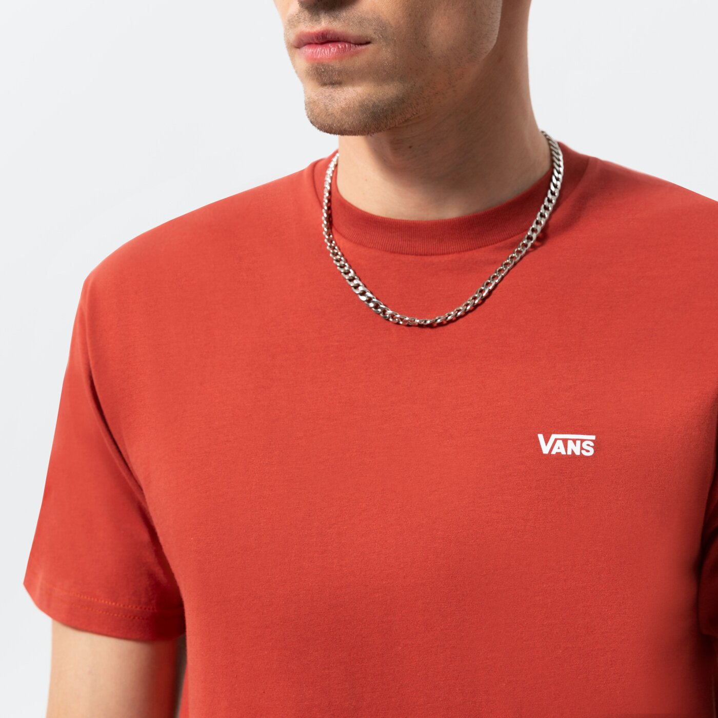 Мъжка тениска VANS ТЕНИСКА MN LEFT CHEST LOGO TEE CHILLI OIL vn0a3czeyve1 цвят червен