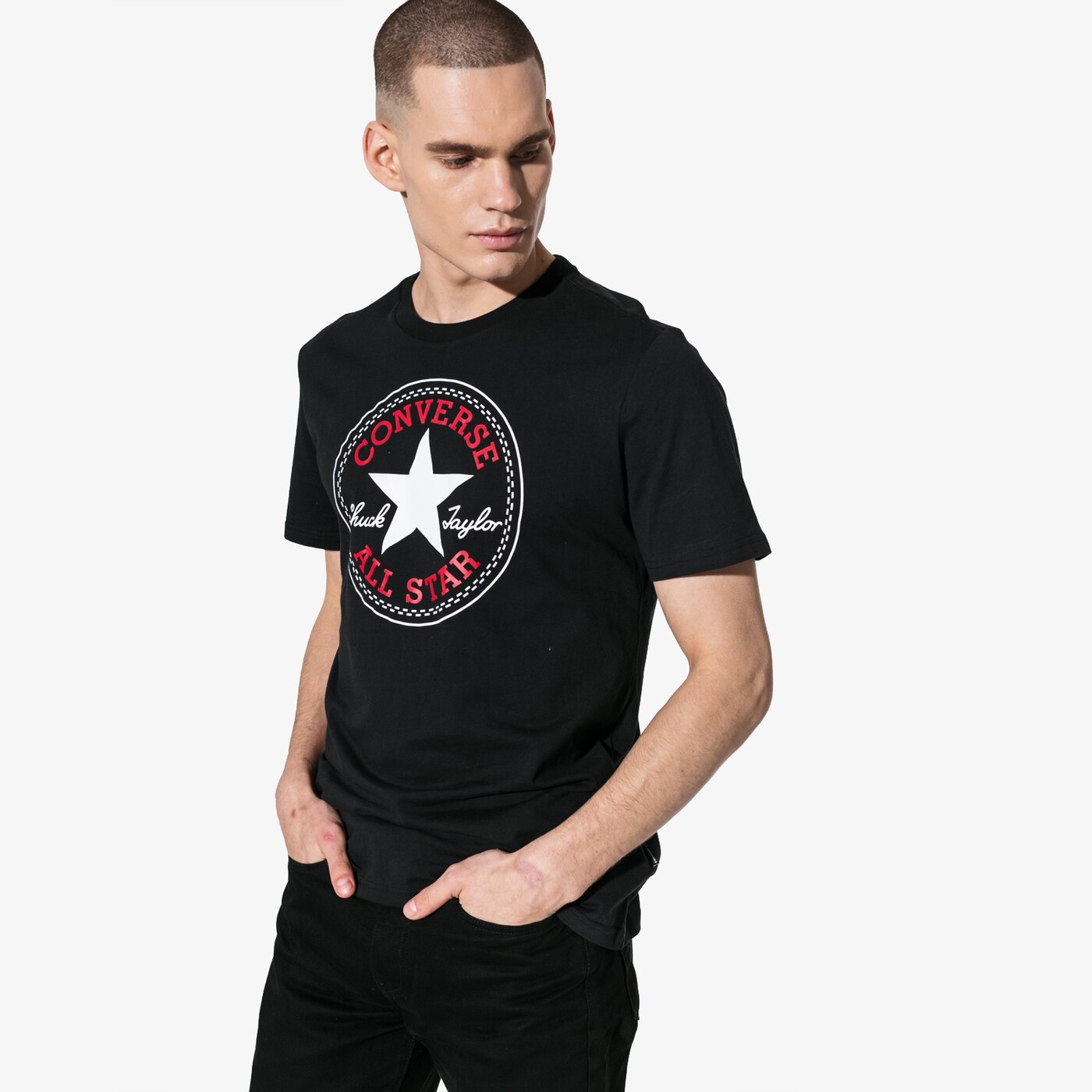 Мъжка тениска CONVERSE ТЕНИСКА SS CHUCK PATCH TEE 10007887-a01 цвят черен