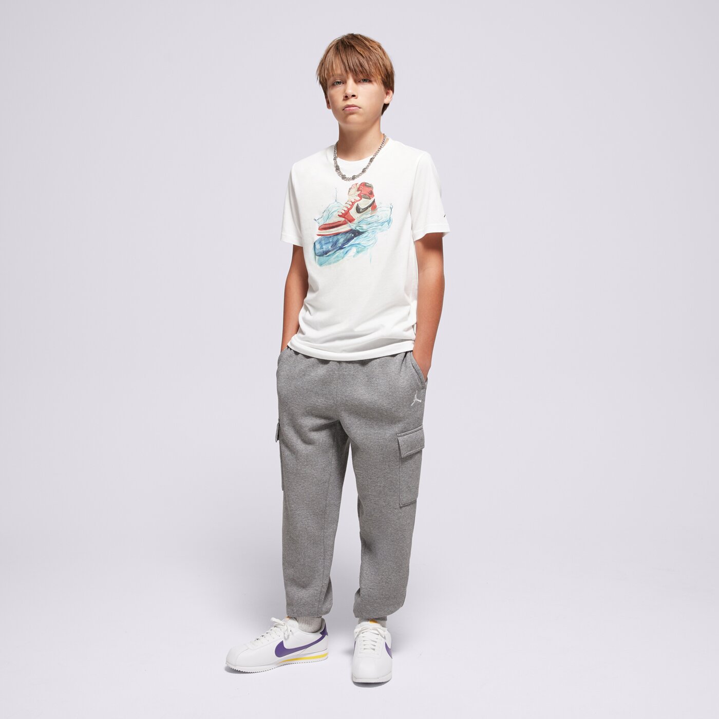 Детски панталони JORDAN ПАНТАЛОНИ MY BROOKLYN ESS FLC CARGO PANT BOY 95f105-geh цвят сив