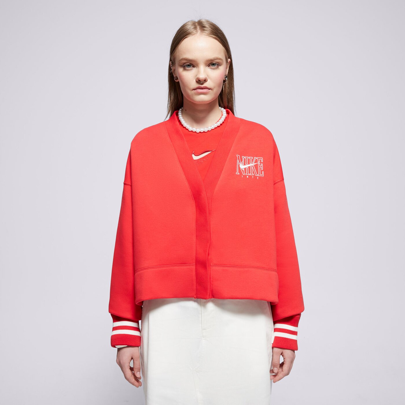 Дамски суичър NIKE СУИТЧЪР СЪС ЗАКОПЧАВАНЕ W NSW PHNX CRDGN hj0946-657 цвят червен