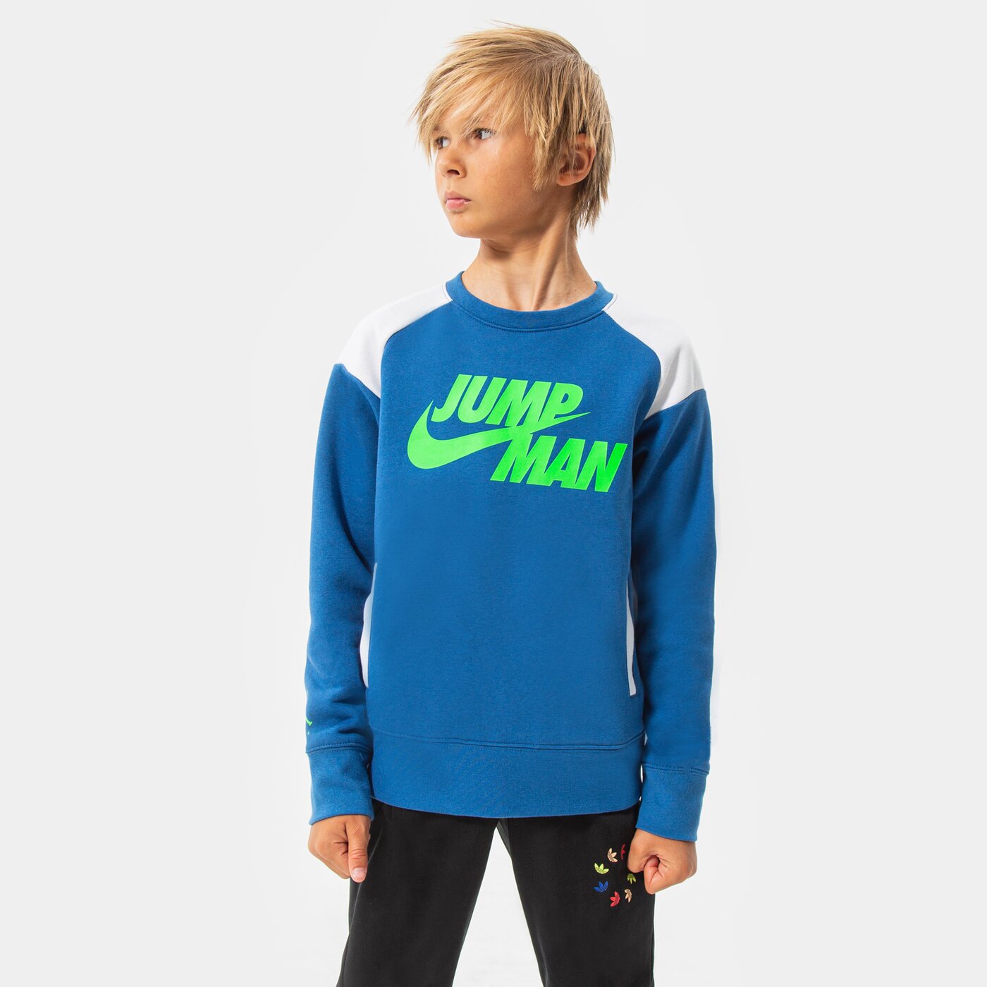 Детски суичър JORDAN СУИТЧЪР JUMPMAN X NIKE FLC CREW BOY 95b133-baj цвят син