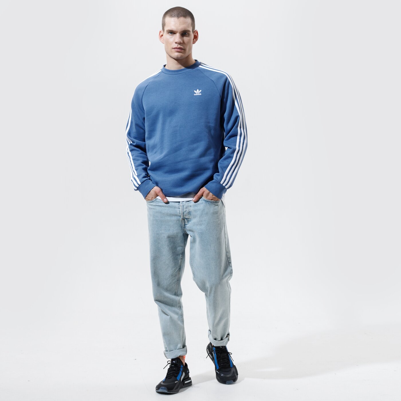 Мъжки суичър ADIDAS СУИТЧЪР 3-STRIPES CREW gn3482 цвят син