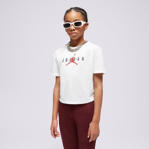 Детска тениска JORDAN ТЕНИСКА MJ HBR SUSTAINABLE TEE GIRL 45b923-001 цвят бял