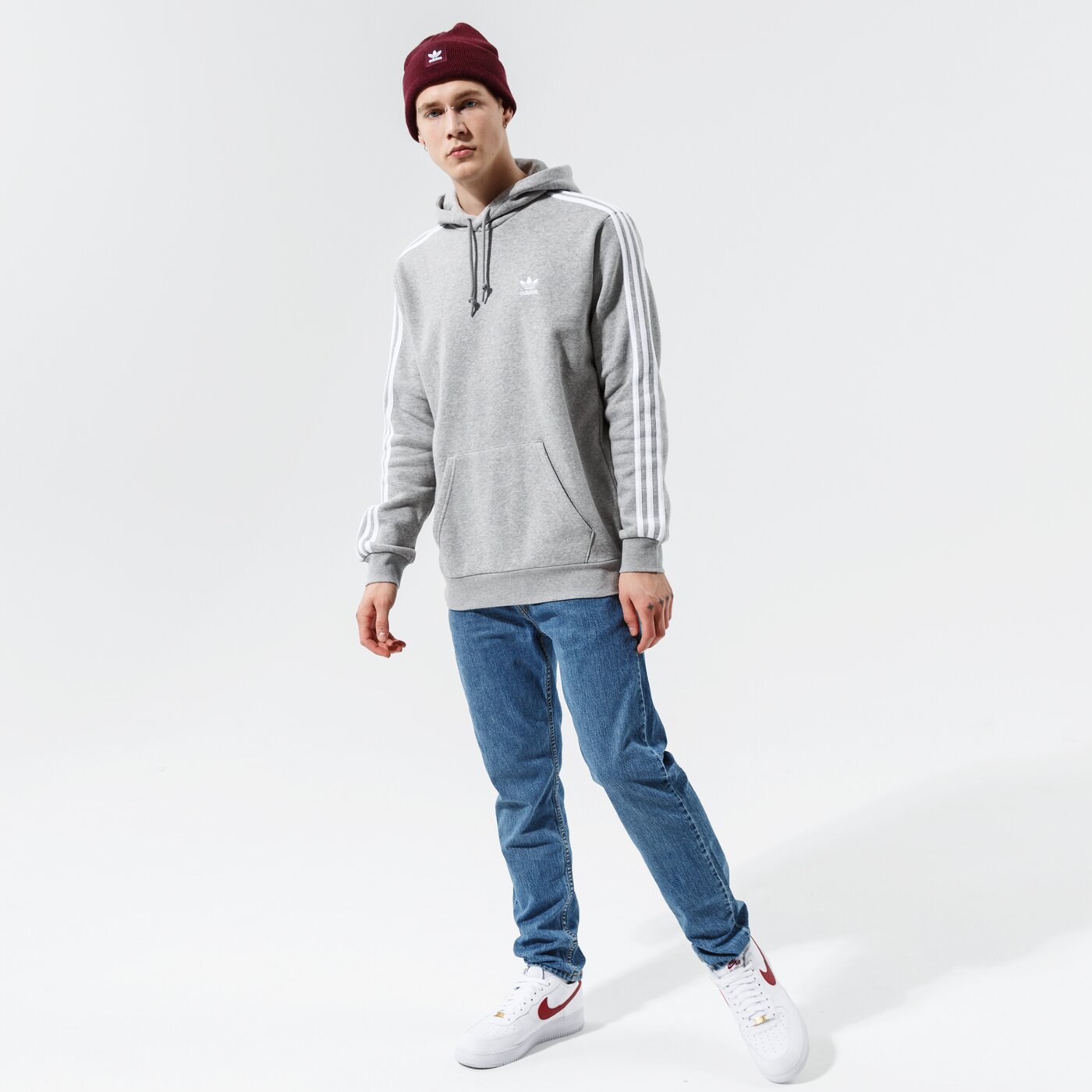 Мъжки суичър ADIDAS СУИТЧЪР С КАЧУЛКА 3-STRIPES HOODY h06675 цвят сив