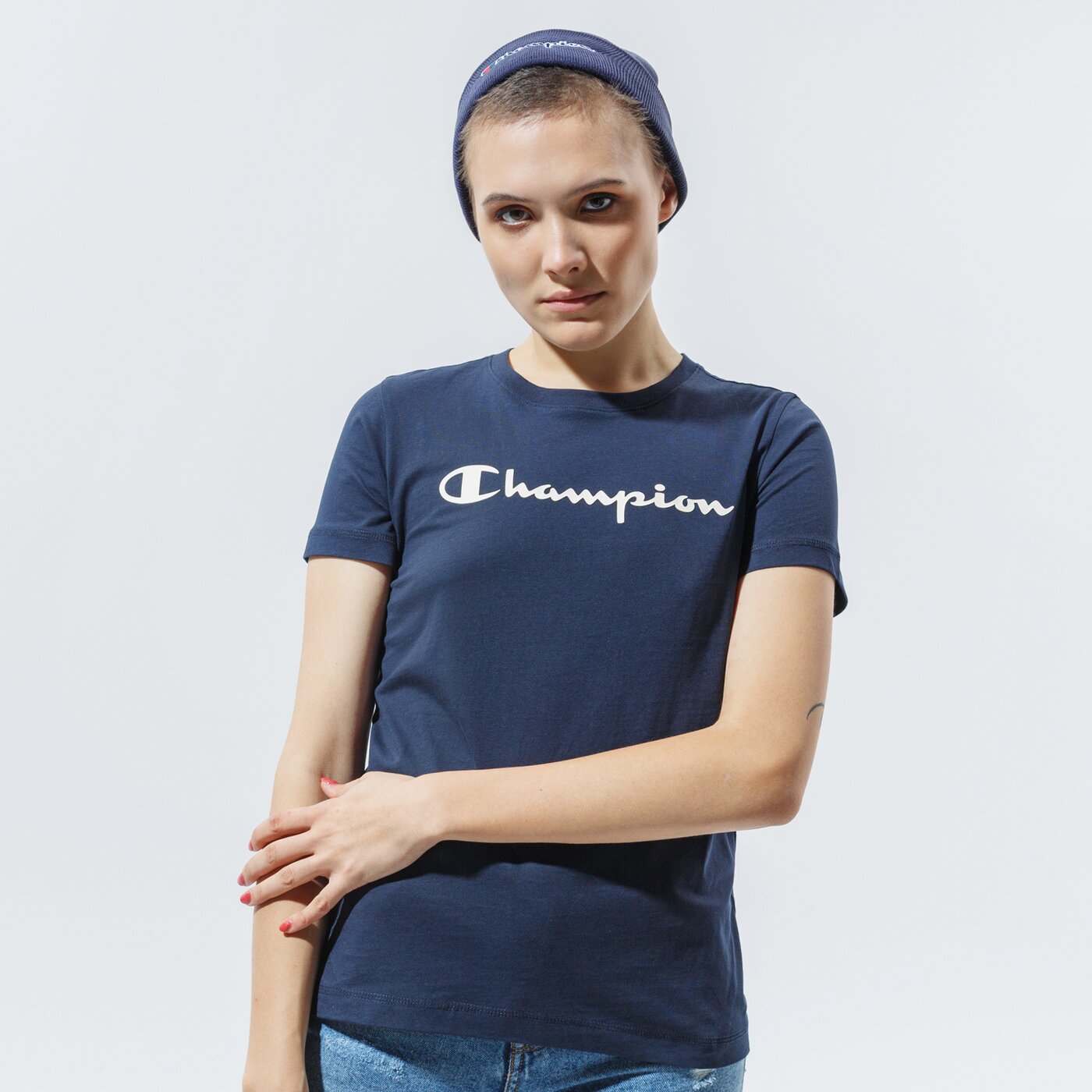 Дамска тениска CHAMPION ТЕНИСКА CREWNECK ТЕНИСКА 113223bs501 цвят тъмносин