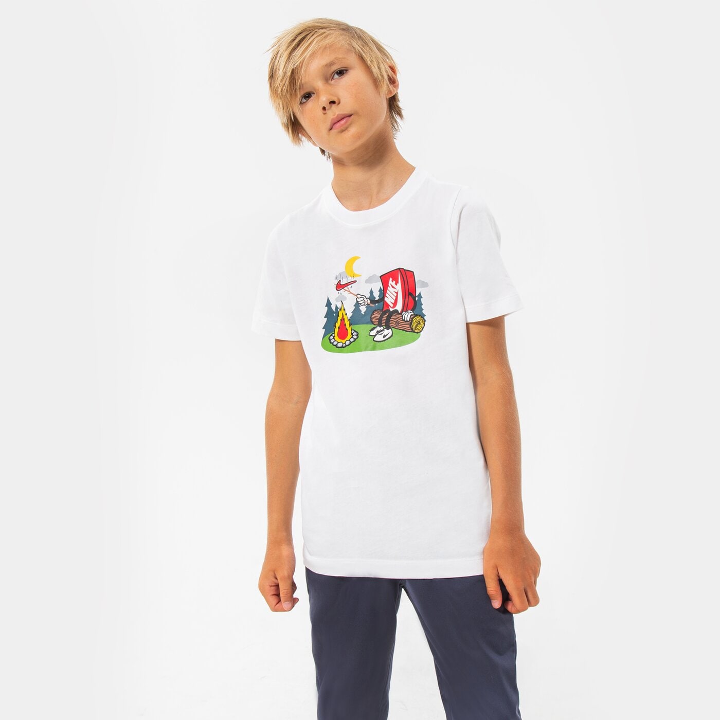 Детска тениска NIKE ТЕНИСКА B NSW TEE BOXY 2 BOY dq3855-100 цвят бял