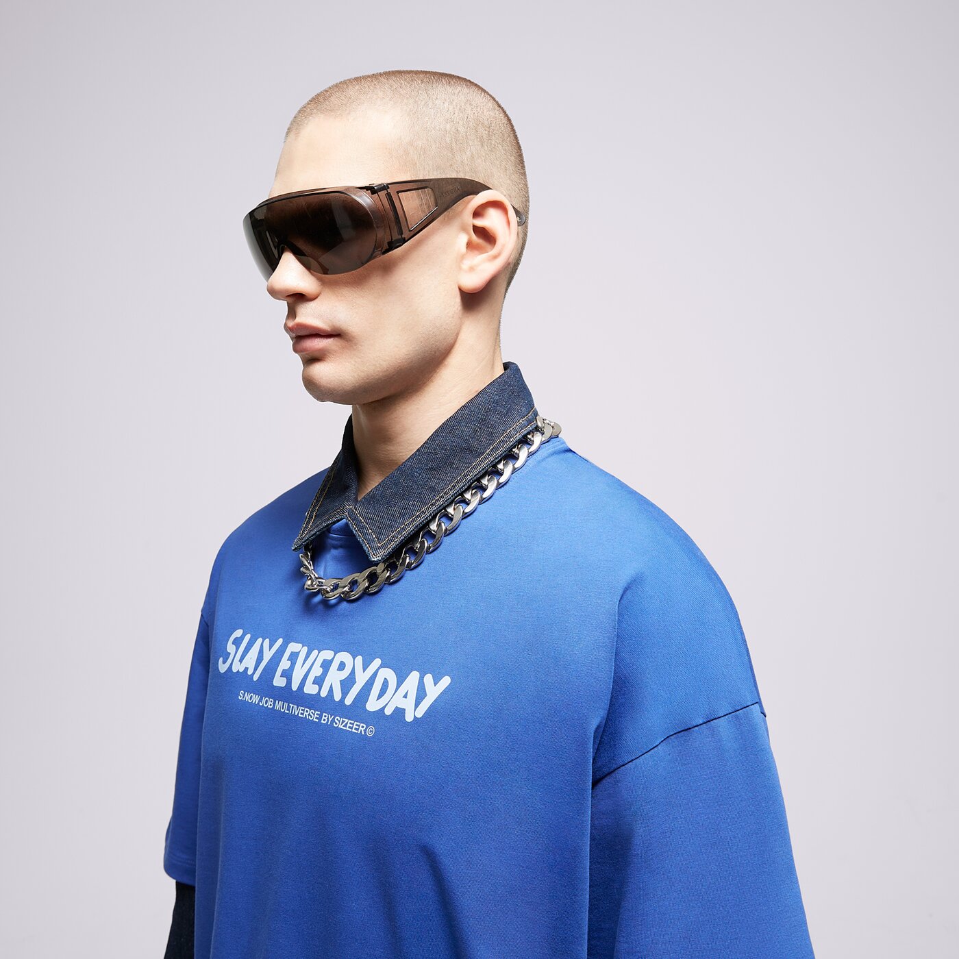 Мъжка тениска S.NOW JOB SIZEER ТЕНИСКА "SLAY" BLUE si323tsu55001 цвят син