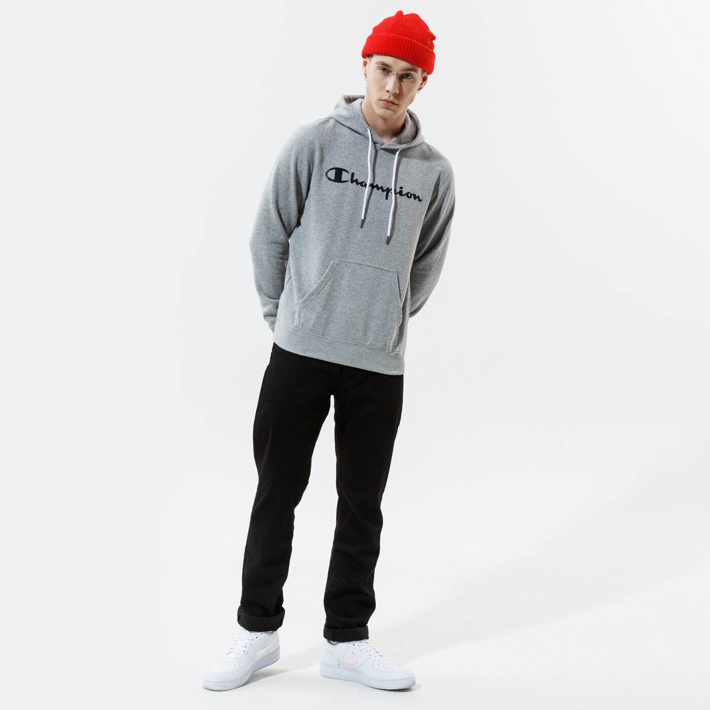 Мъжки суичър CHAMPION СУИТЧЪР С КАЧУЛКА HOODED SWEATSHIRT 214138em006 цвят сив