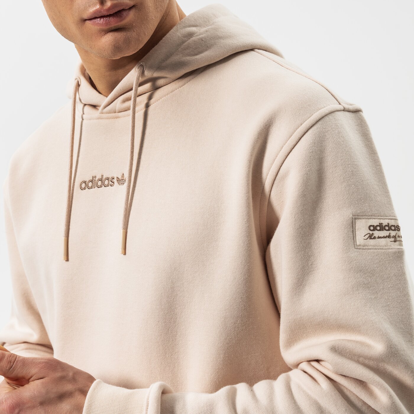 Мъжки суичър ADIDAS СУИТЧЪР С КАЧУЛКА TREFOIL LINEAR LABEL HOODIE hm2654 цвят бежов