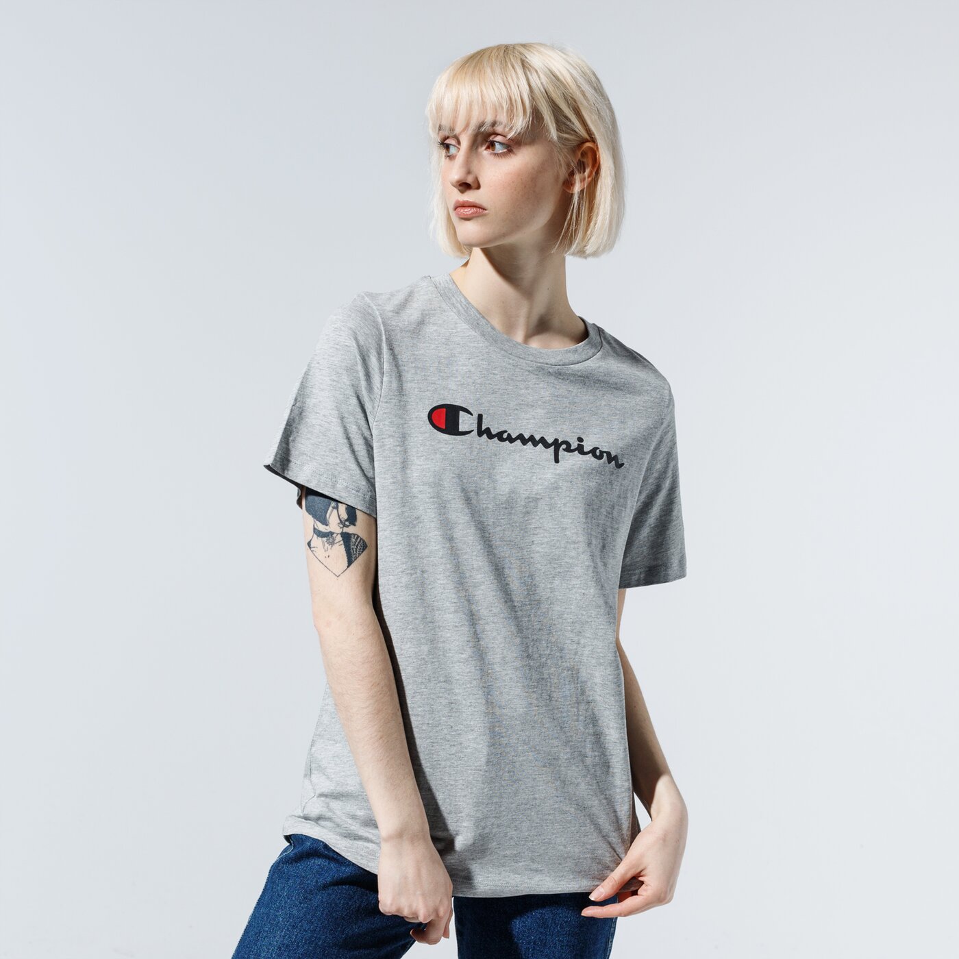 Дамска тениска CHAMPION ТЕНИСКА LADY LOGO TEE 113864em006 цвят сив