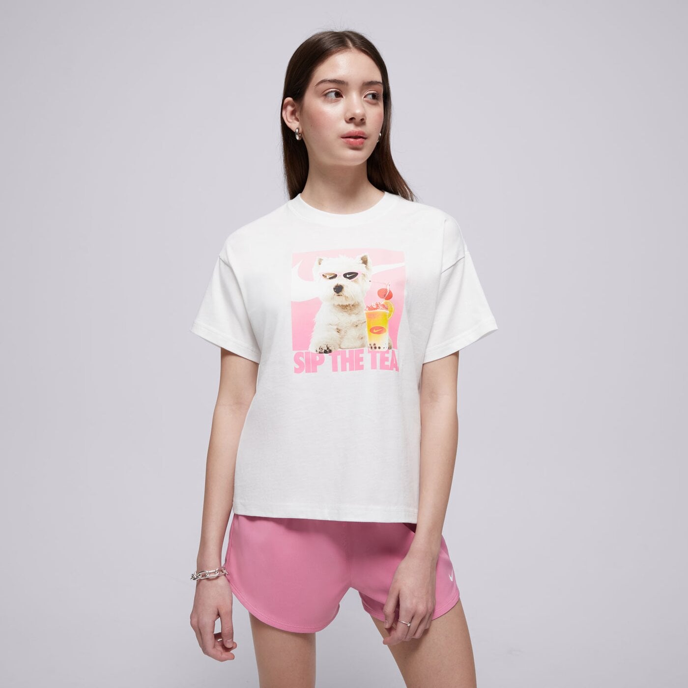 Детска тениска NIKE ТЕНИСКА G NSW PHOTO TEE GIRL hq2337-100 цвят бял