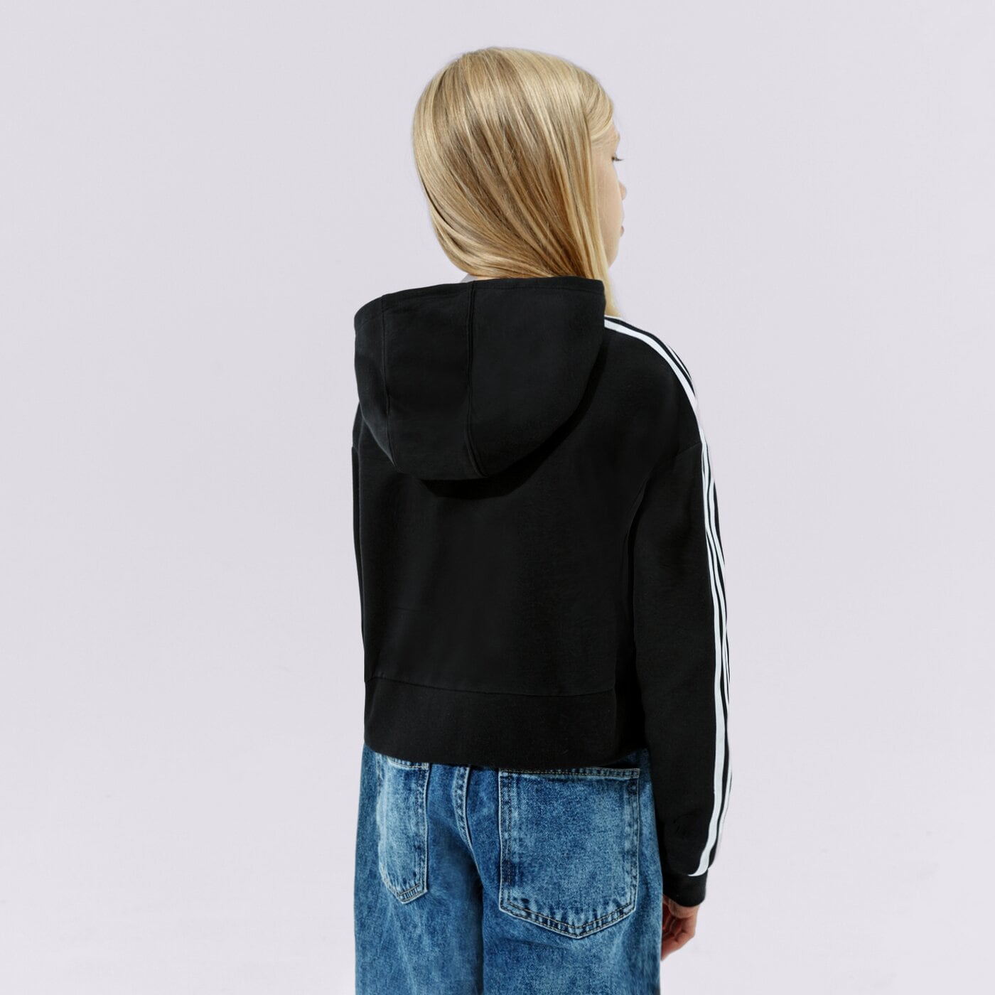 Детски суичър ADIDAS СУИТЧЪР С КАЧУЛКА CROPPED HOODIE GIRL h32337 цвят черен