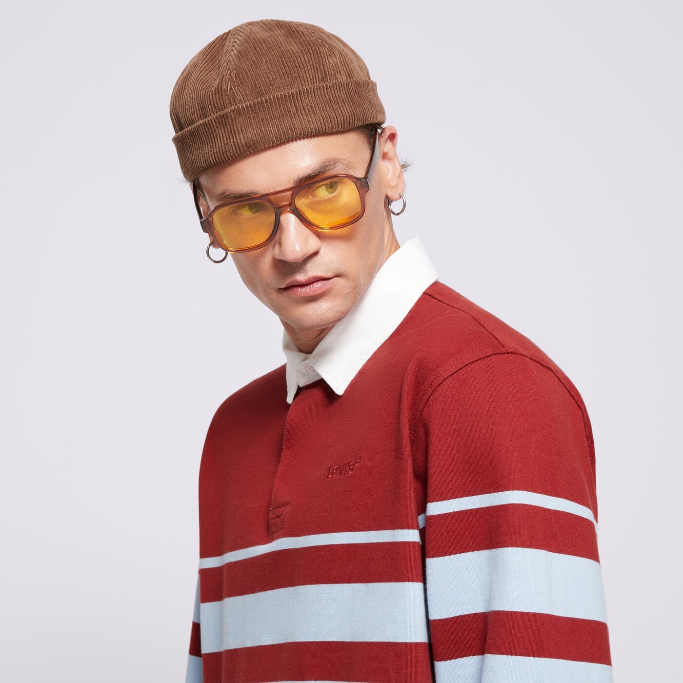 Мъжка тениска LEVI'S ТЕНИСКА ТИП ПОЛО UNION RUGBY MULTI-COLOR a4845-0019 цвят кафяв