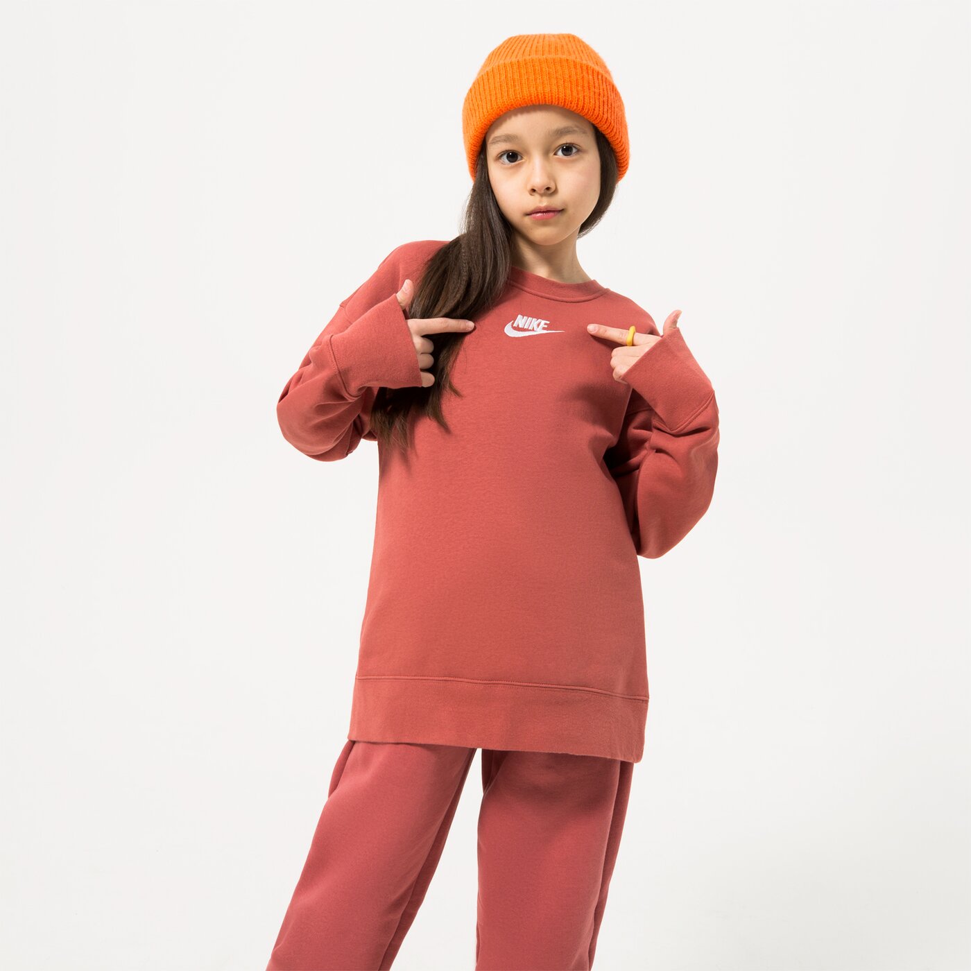 Детски суичър NIKE СУИТЧЪР SPORTSWEAR CLUB FLEECE CREW GIRL dd7473-691 цвят розов