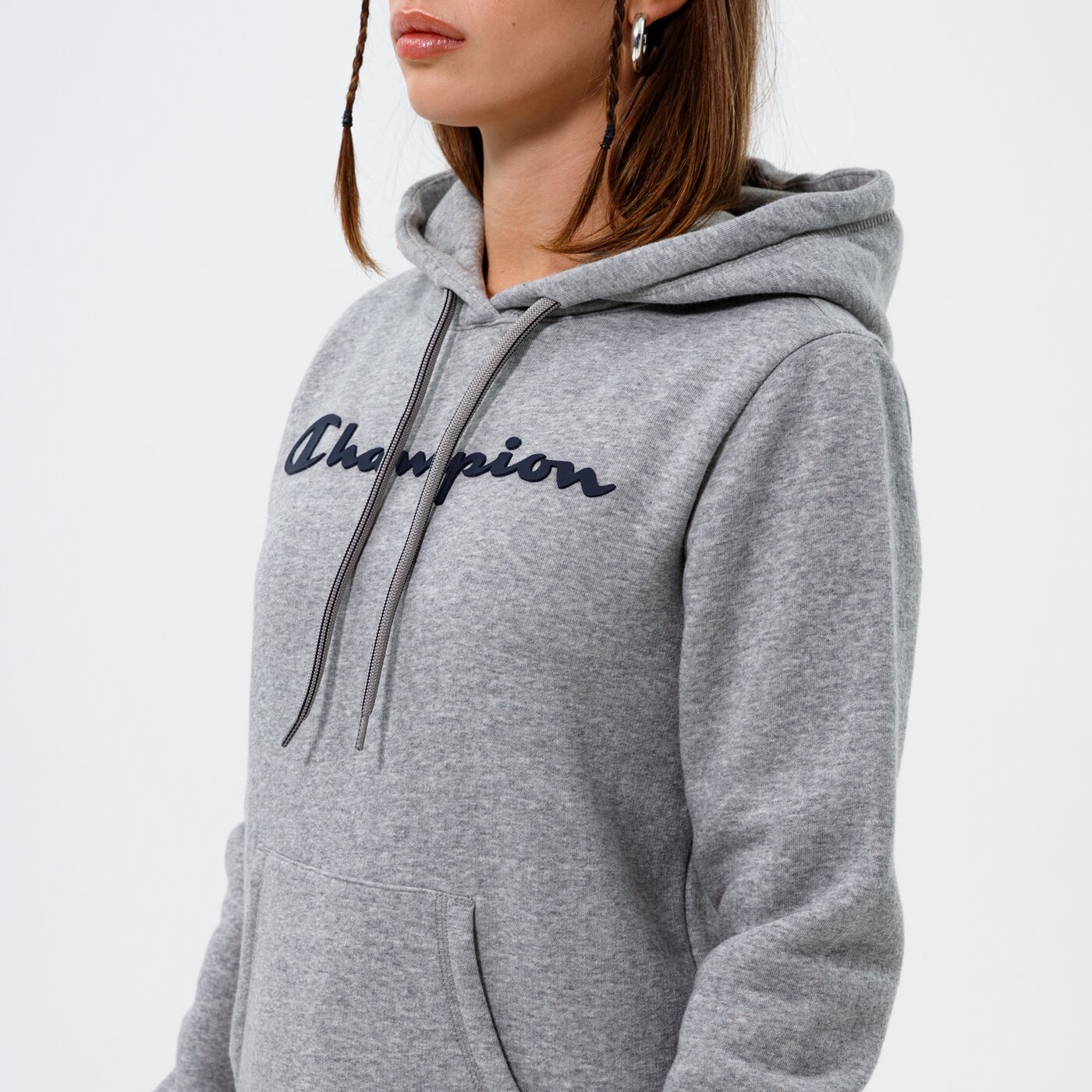 Дамски суичър CHAMPION СУИТЧЪР С КАЧУЛКА HOODED SWEATSHIRT 113207em006 цвят сив