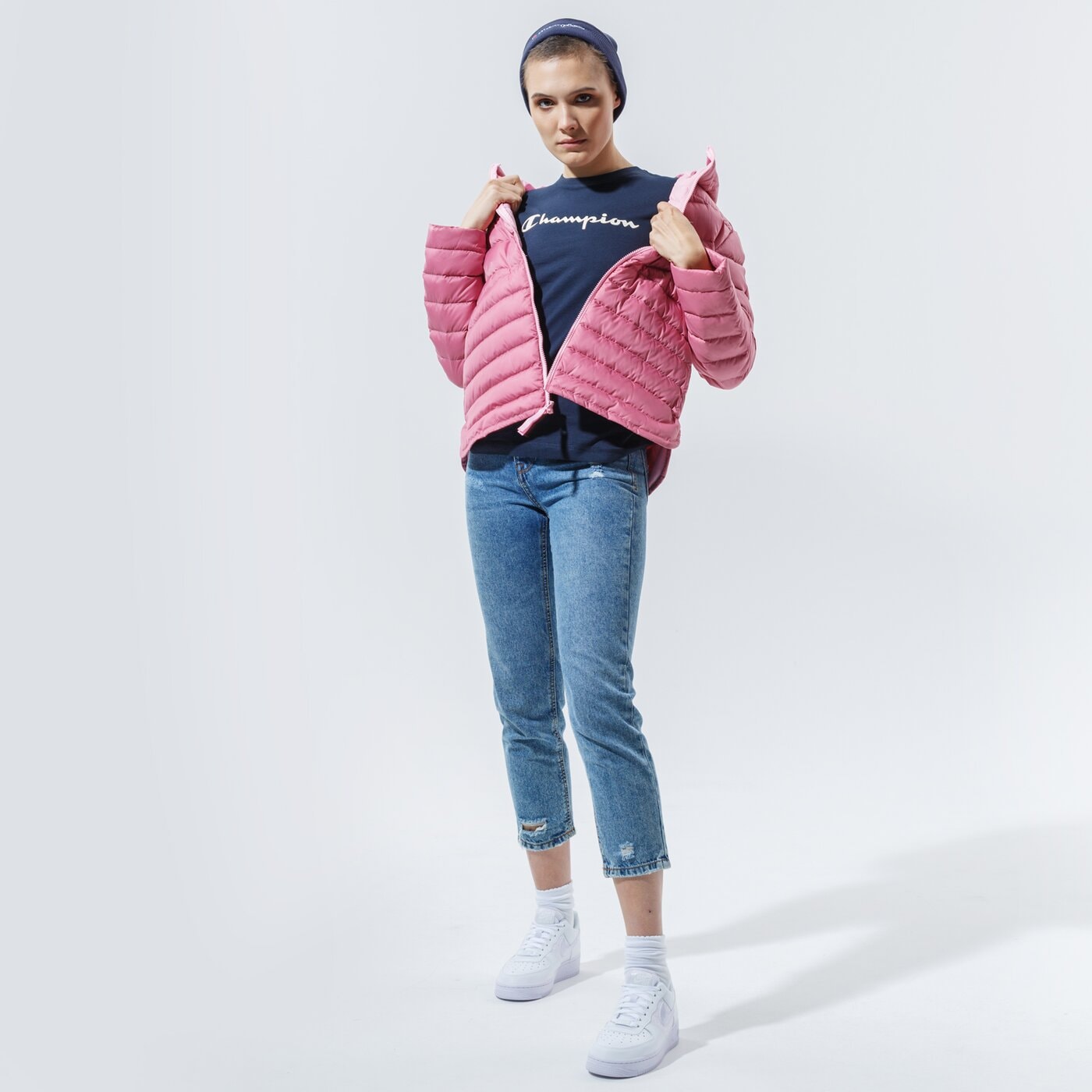 Дамска тениска CHAMPION ТЕНИСКА CREWNECK ТЕНИСКА 113223bs501 цвят тъмносин