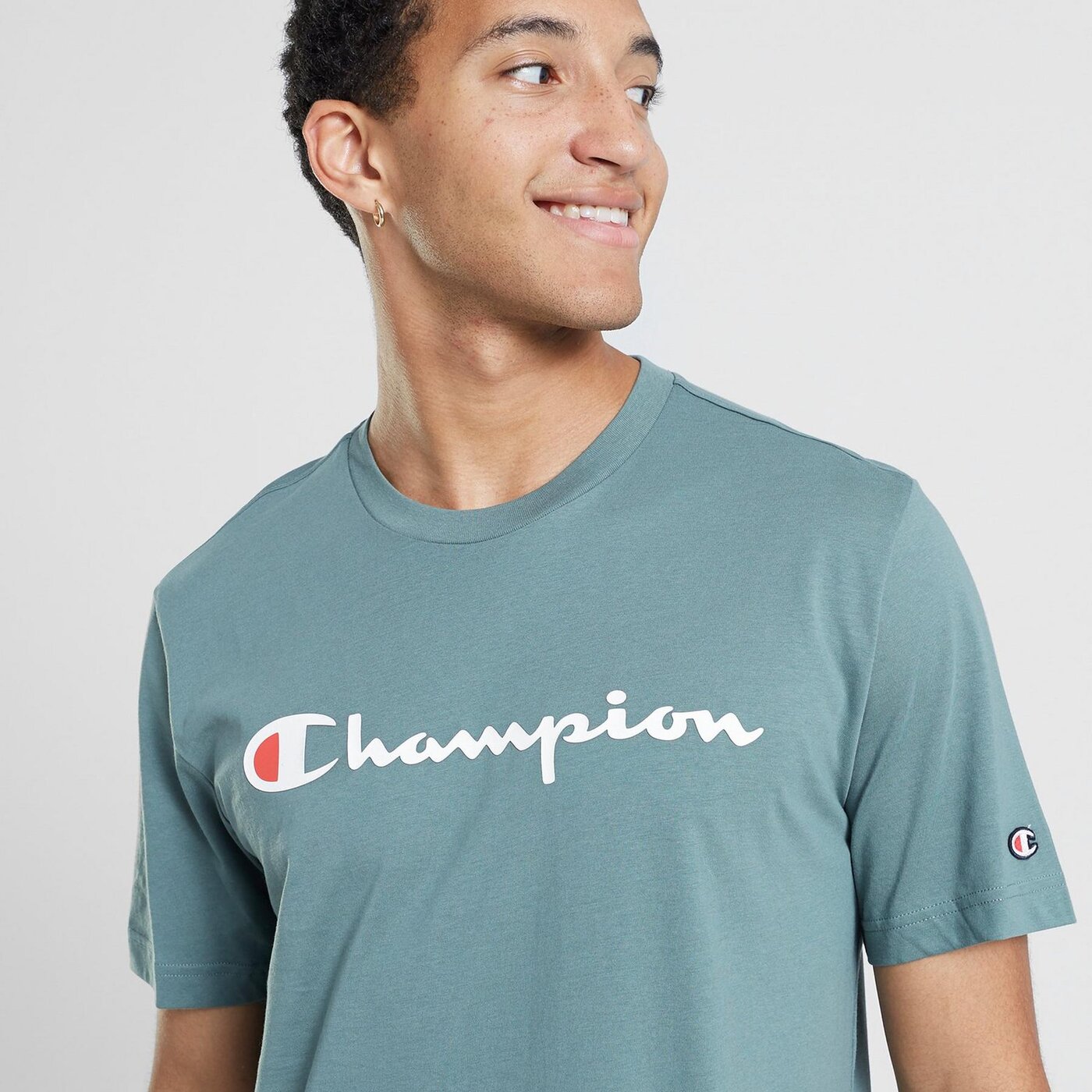 Мъжка тениска CHAMPION ТЕНИСКА CREWNECK ТЕНИСКА 219206gs510 цвят зелен