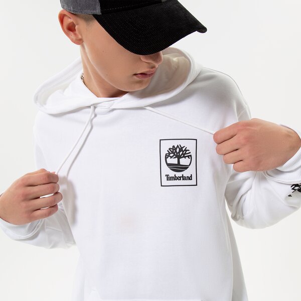 Мъжки суичър TIMBERLAND СУИТЧЪР С КАЧУЛКА STACK LOGO WHITE tb0a5zhn1001 цвят бял
