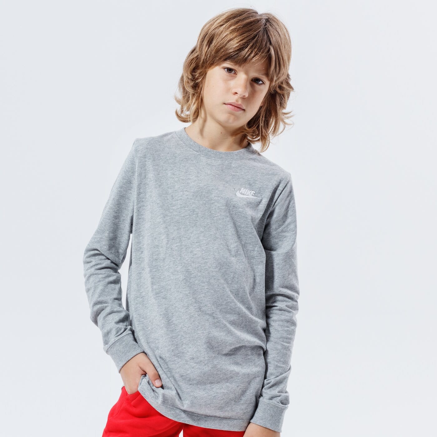 Детска тениска NIKE ТЕНИСКА B NSW TEE LS EMB FUTURA cz1855-064 цвят сив