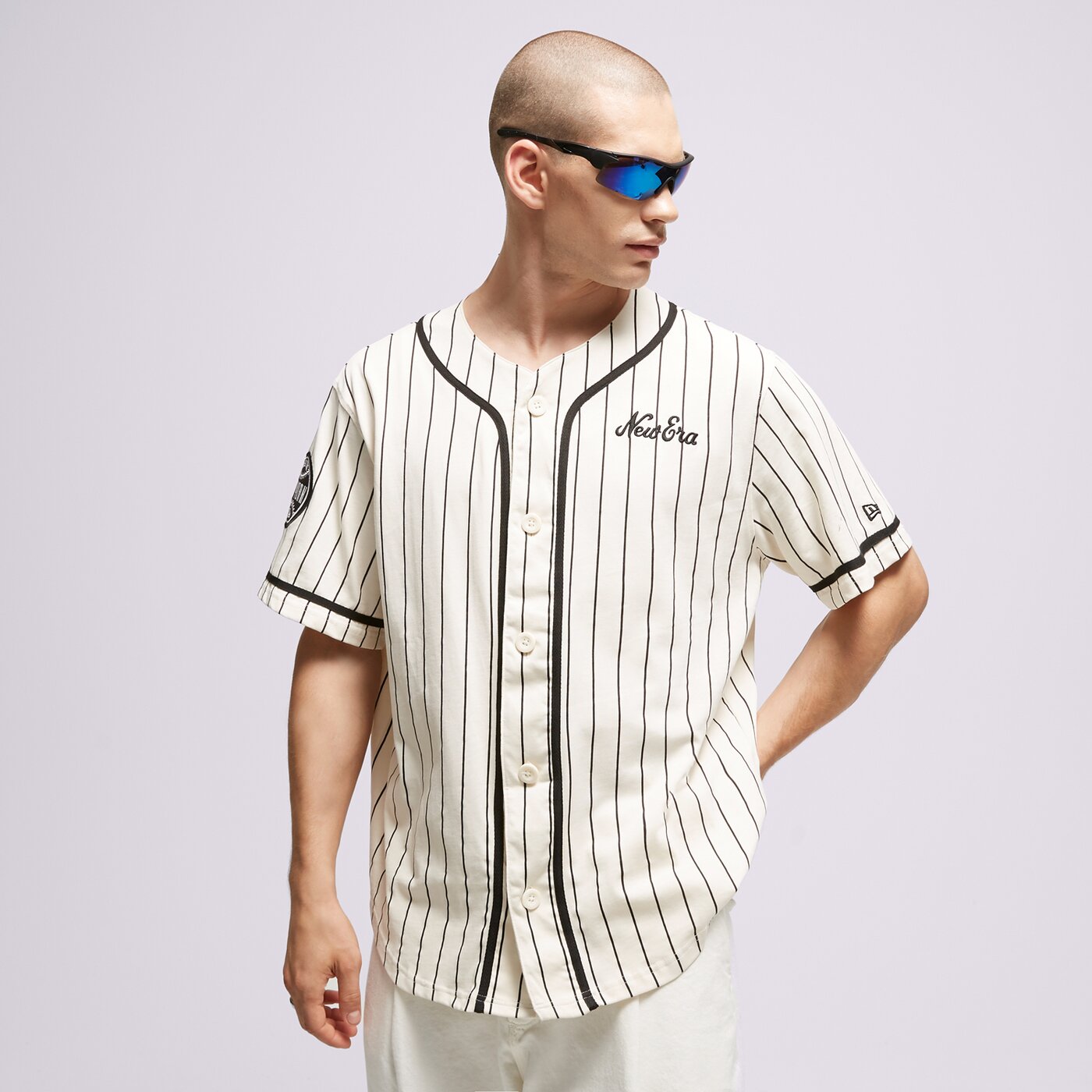 Мъжка тениска NEW ERA ТЕНИСКА NE PINSTRIPE JERSEY NONE 60416415 цвят бял