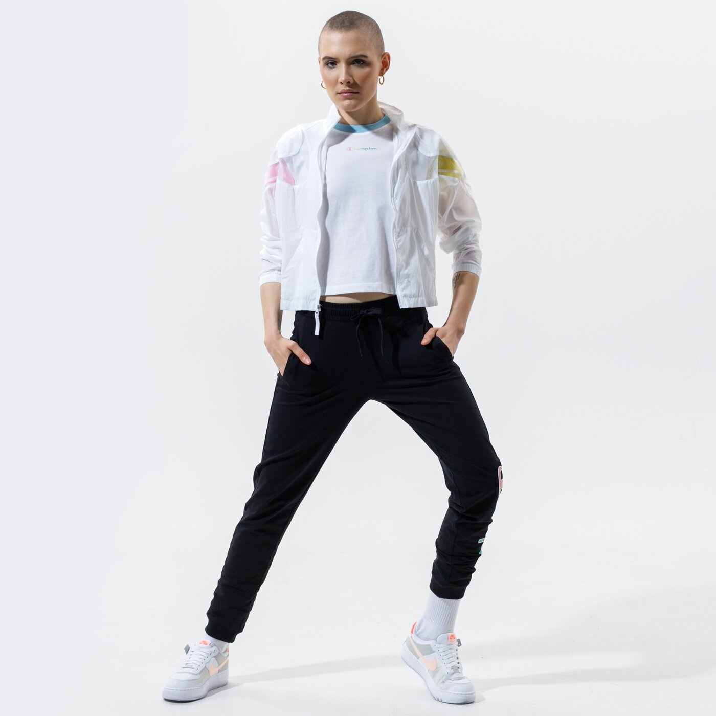 Дамска тениска CHAMPION ТЕНИСКА CREWNECK CROPТОП 114329ww001 цвят бял