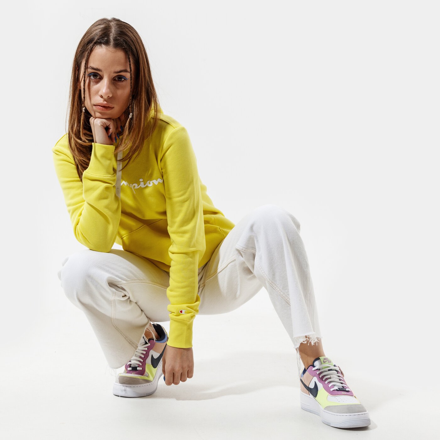 Дамски суичър CHAMPION СУИТЧЪР С КАЧУЛКА HOODED SWEATSHIRT 112580ys021 цвят жълт