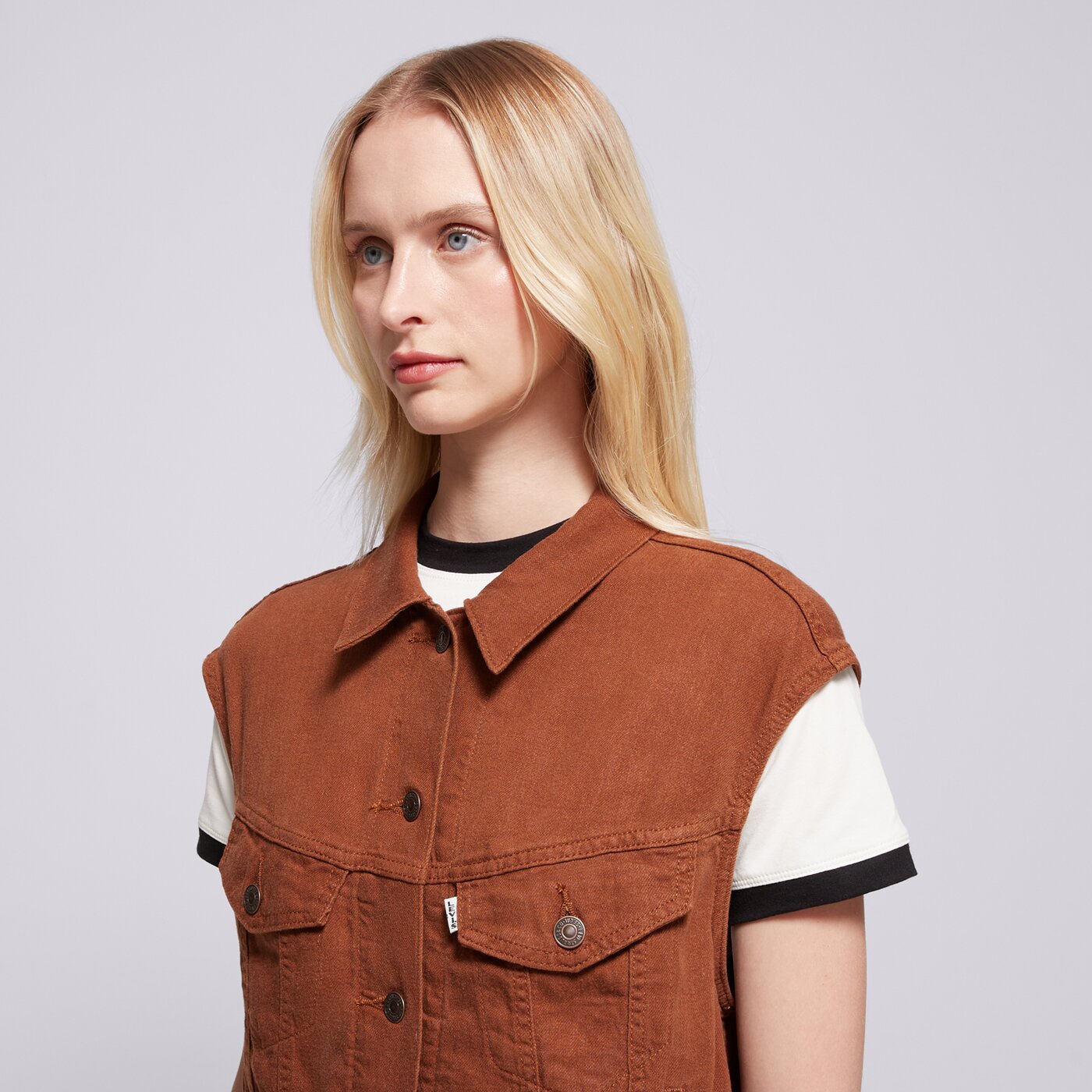  LEVI'S ЕЛЕК SHRUNKEN 90S VEST 001w2-0003 цвят кафяв