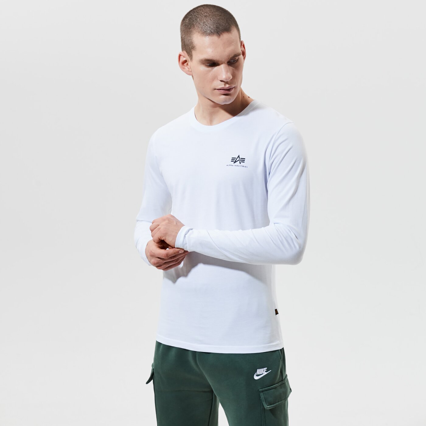 Мъжка тениска ALPHA INDUSTRIES ТЕНИСКА BASIC LS SMALL LOGO 198517-09 цвят бял