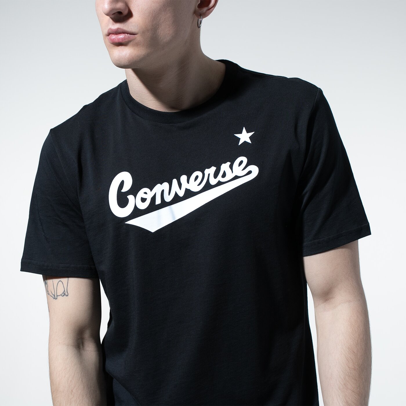 Мъжка тениска CONVERSE ТЕНИСКА CENTER FRONT LOGO TEE 10018235-a01 цвят черен