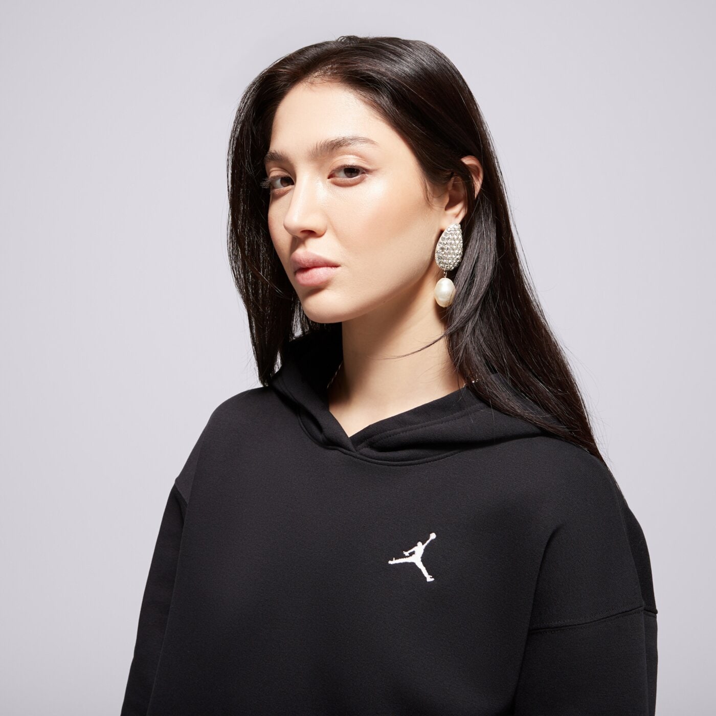 Дамски суичър СУИТЧЪР С КАЧУЛКА W JORDAN BRKLN FLC PO 24 fv7071-010 цвят черен