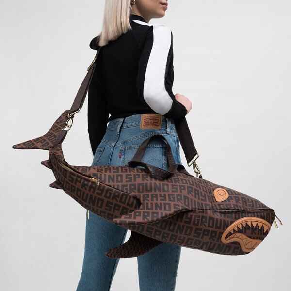 Дамски сак SPRAYGROUND ЧАНТА INFINITI CHECK SHARK DUFFLE 910d4712nsz цвят кафяв