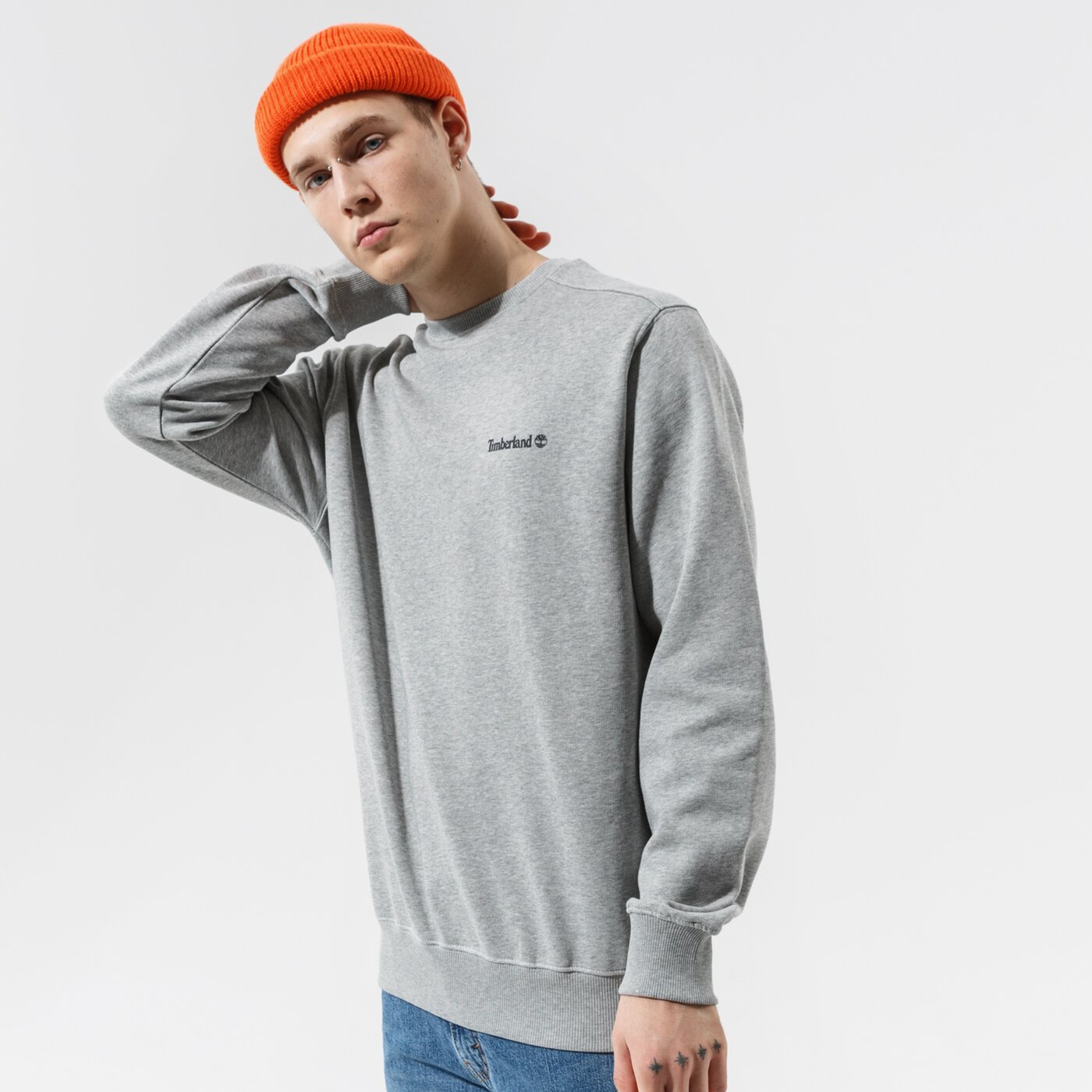 Мъжки суичър TIMBERLAND СУИТЧЪР CHEST LOGO CREW MEDIUM GREY HEATHER tb0a5pdv0521 цвят сив