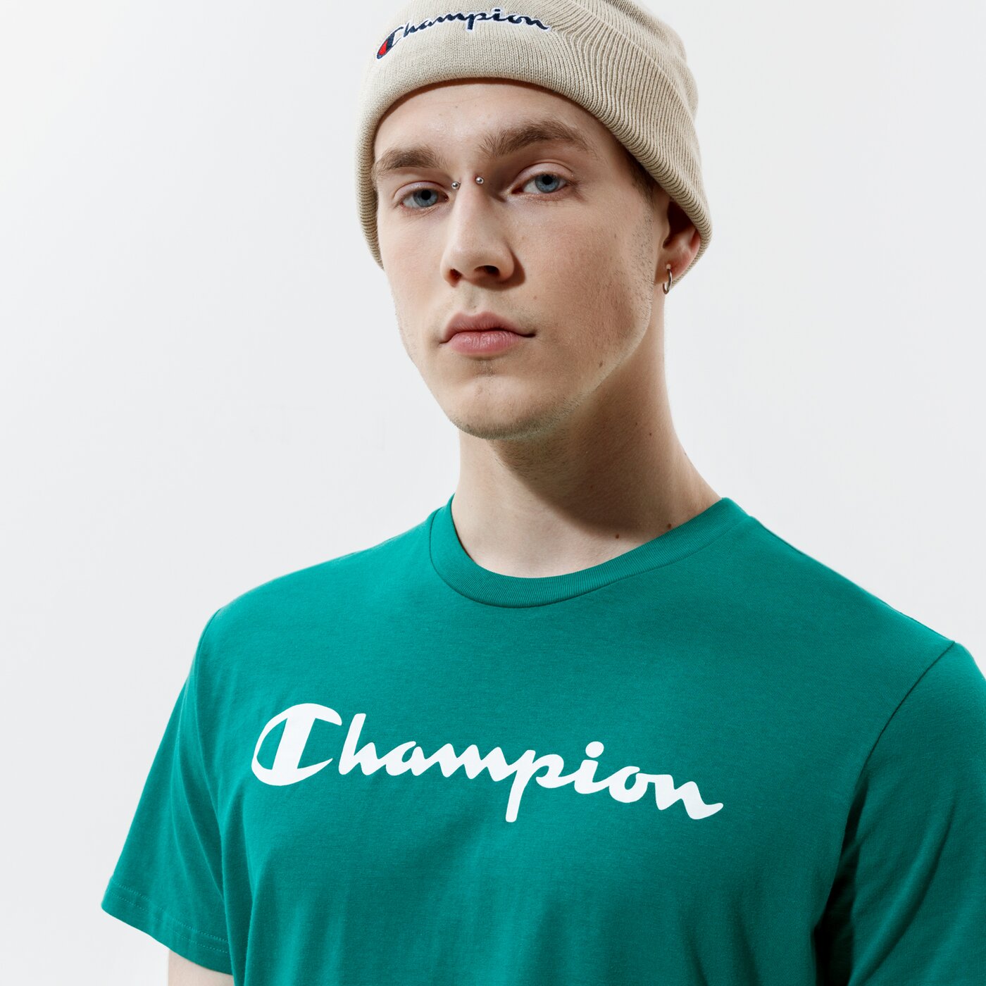 Мъжка тениска CHAMPION ТЕНИСКА CREWNECK ТЕНИСКА 216957gs040 цвят зелен