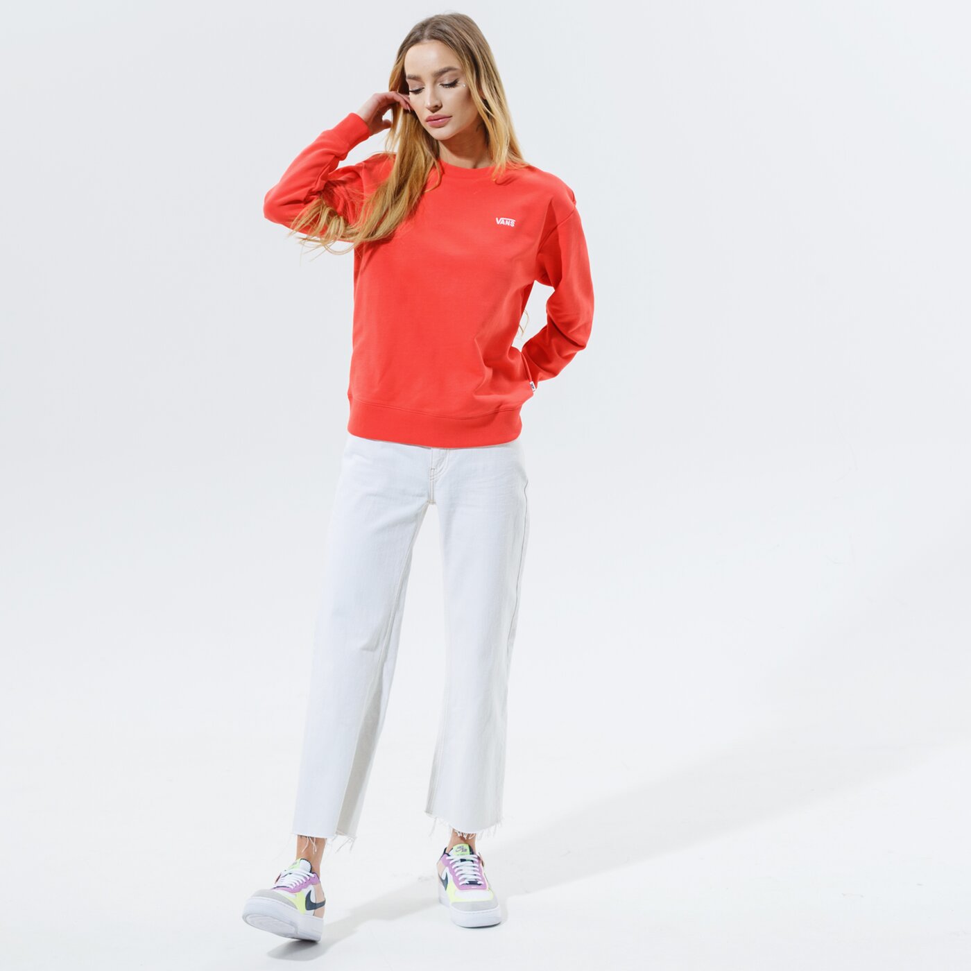 Дамски суичър VANS СУИТЧЪР WM FLYING V BF FT CREW HOT CORAL vn0a5aq1lm31 цвят оранжев