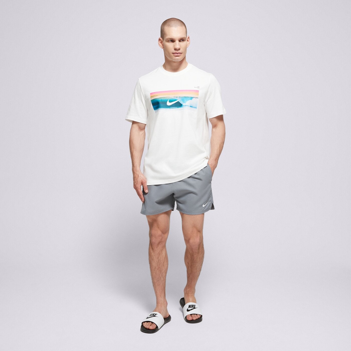 Мъжки къси панталони NIKE SWIM ШОРТИ NIKE ESSENTIAL 5" SHORTS nessf560-051 цвят сив